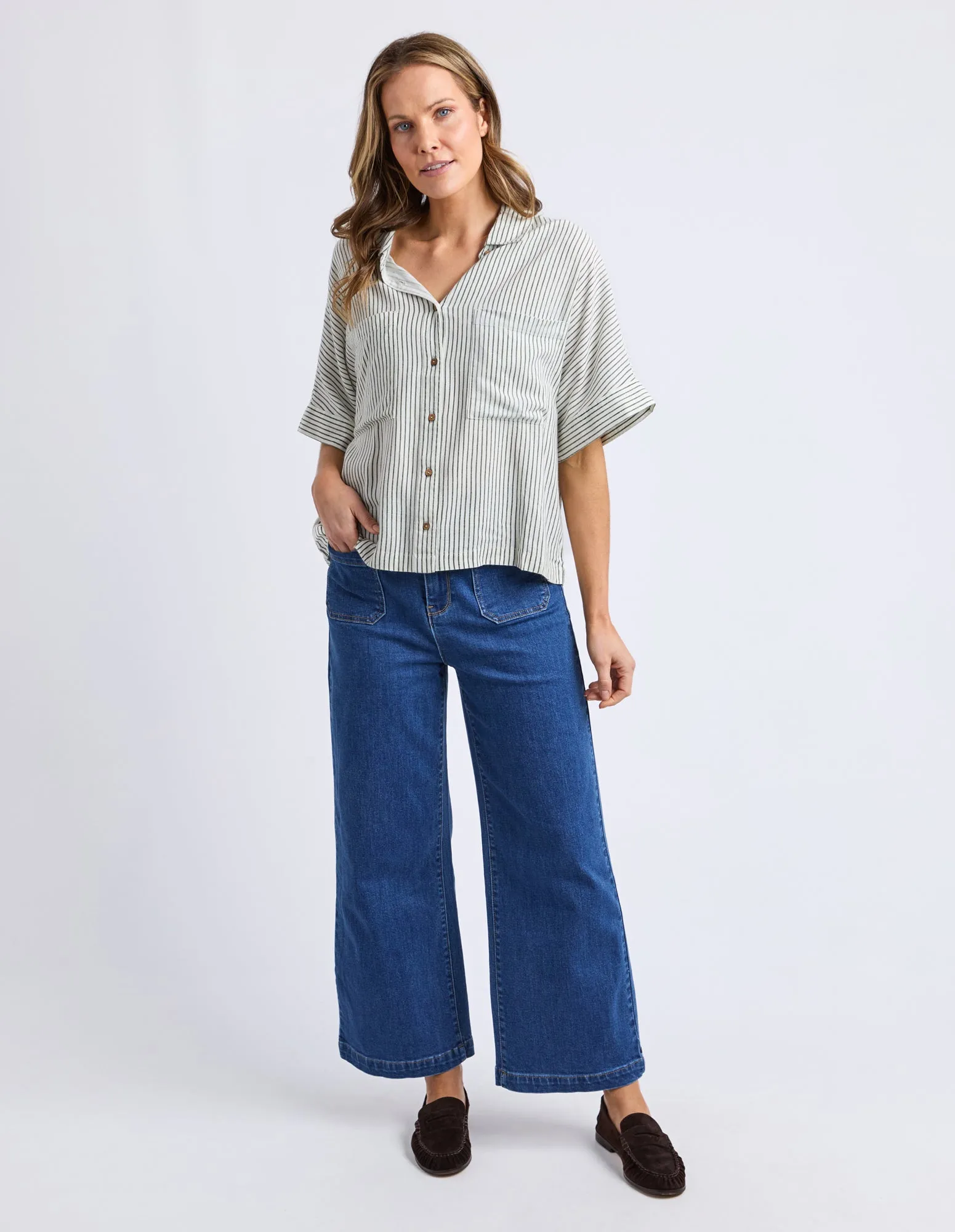 Ruth Short Sleeve Shirt Basil Stripe sold by Elm Lifestyle product image thumbnail 2