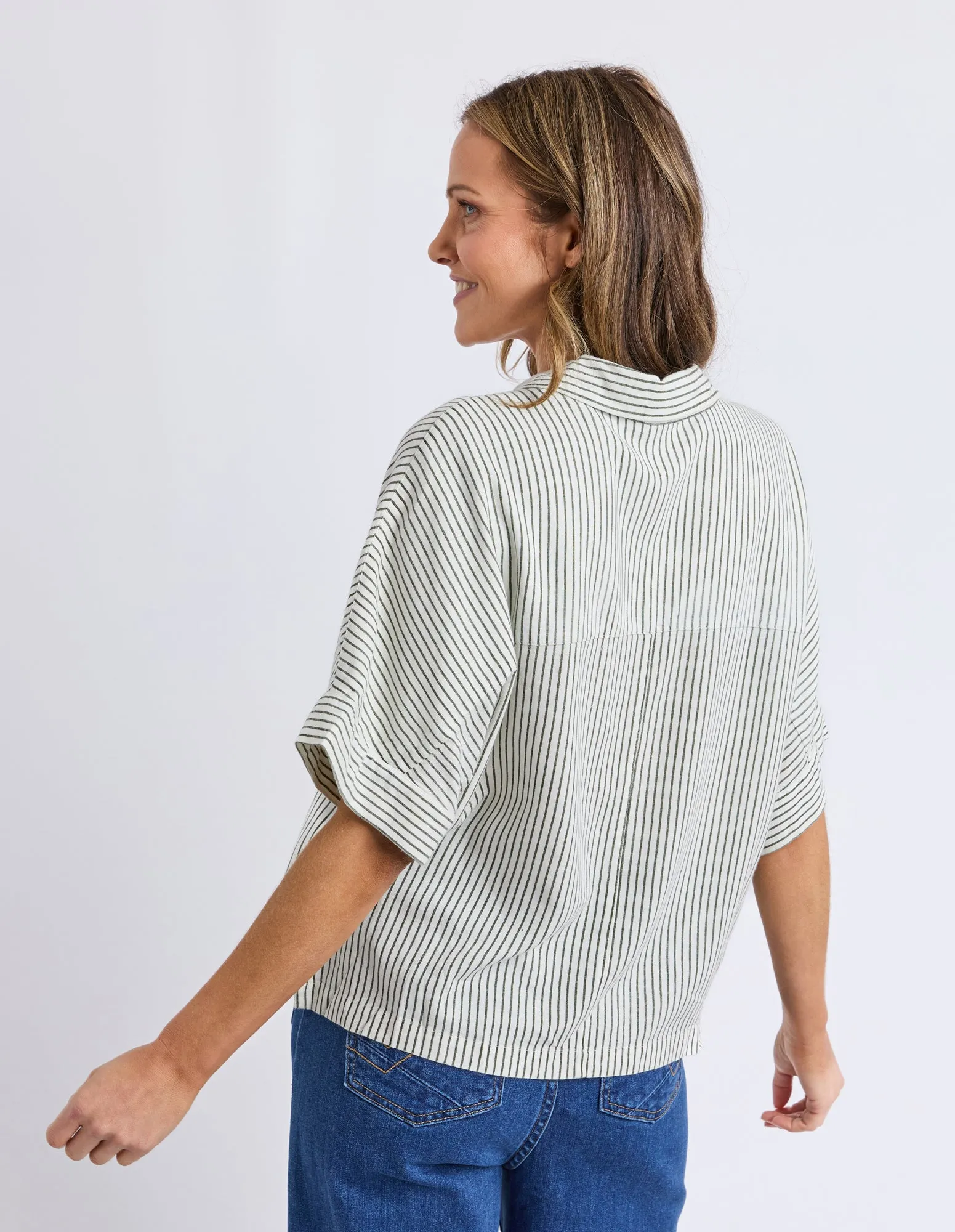 Ruth Short Sleeve Shirt Basil Stripe sold by Elm Lifestyle product image thumbnail 3