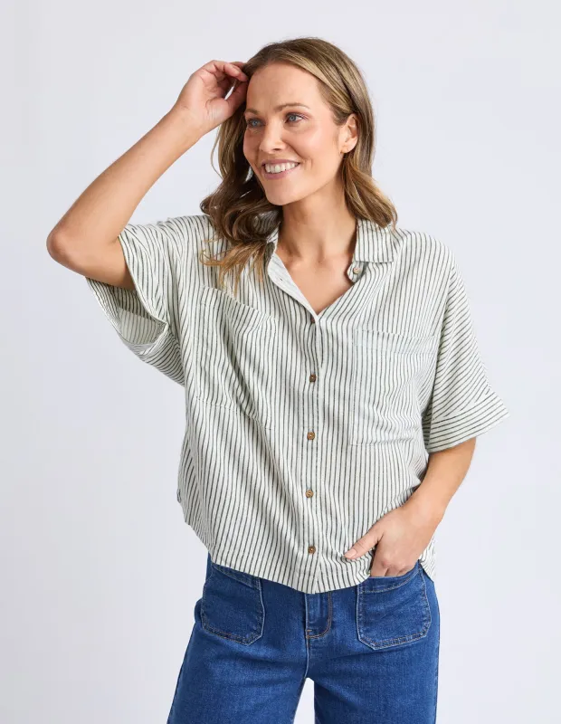 Ruth Short Sleeve Shirt Basil Stripe sold by Elm Lifestyle