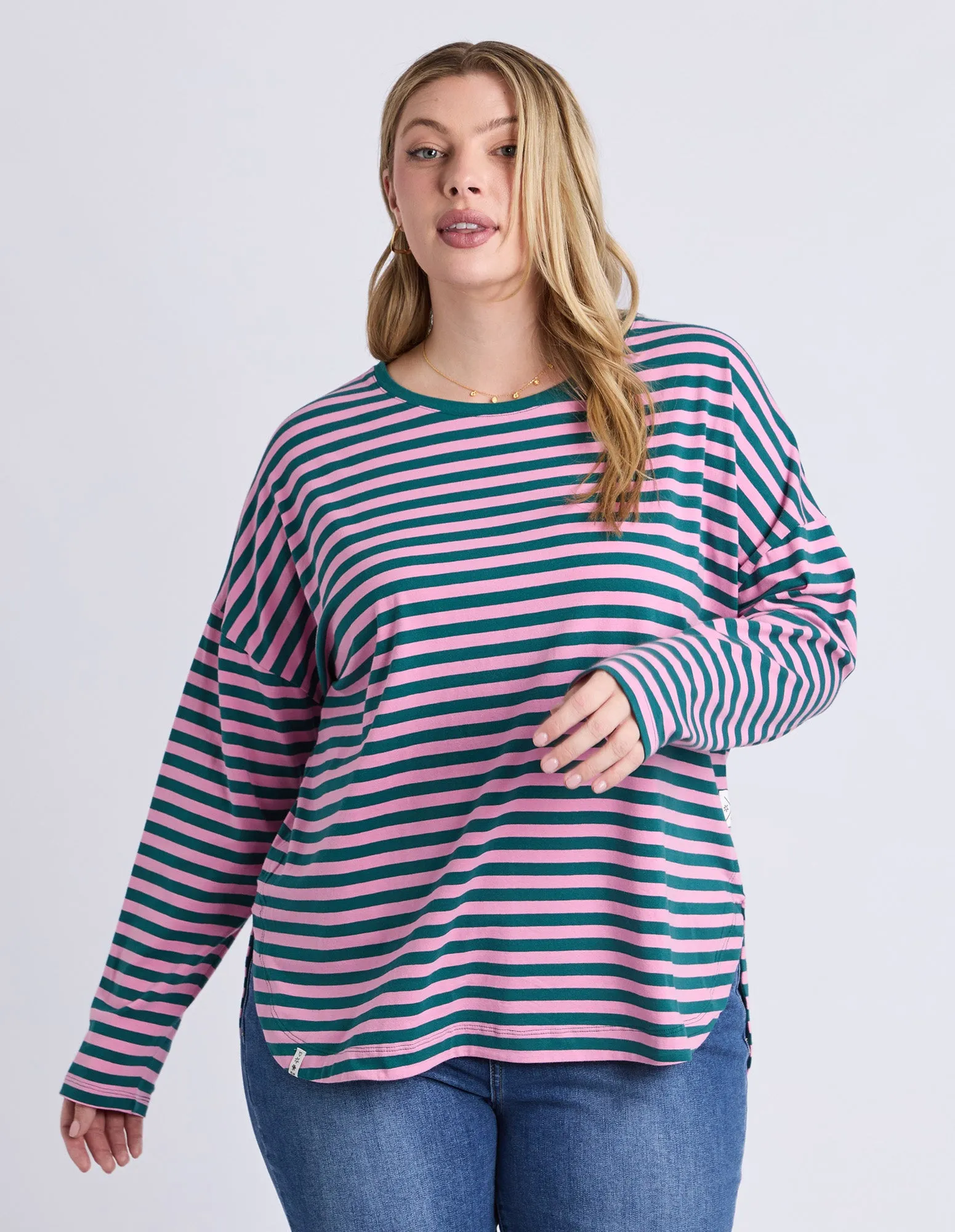 Lauren Long Sleeve Tee Stripe Teal/Quartz sold by Elm Lifestyle product image thumbnail 2