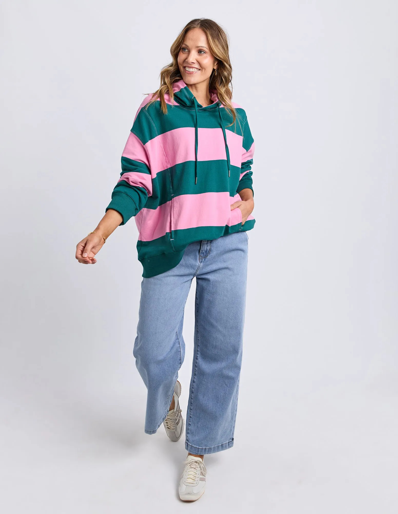 Liberty Block Hoodie Pink & Green Stripe sold by Elm Lifestyle product image thumbnail 3