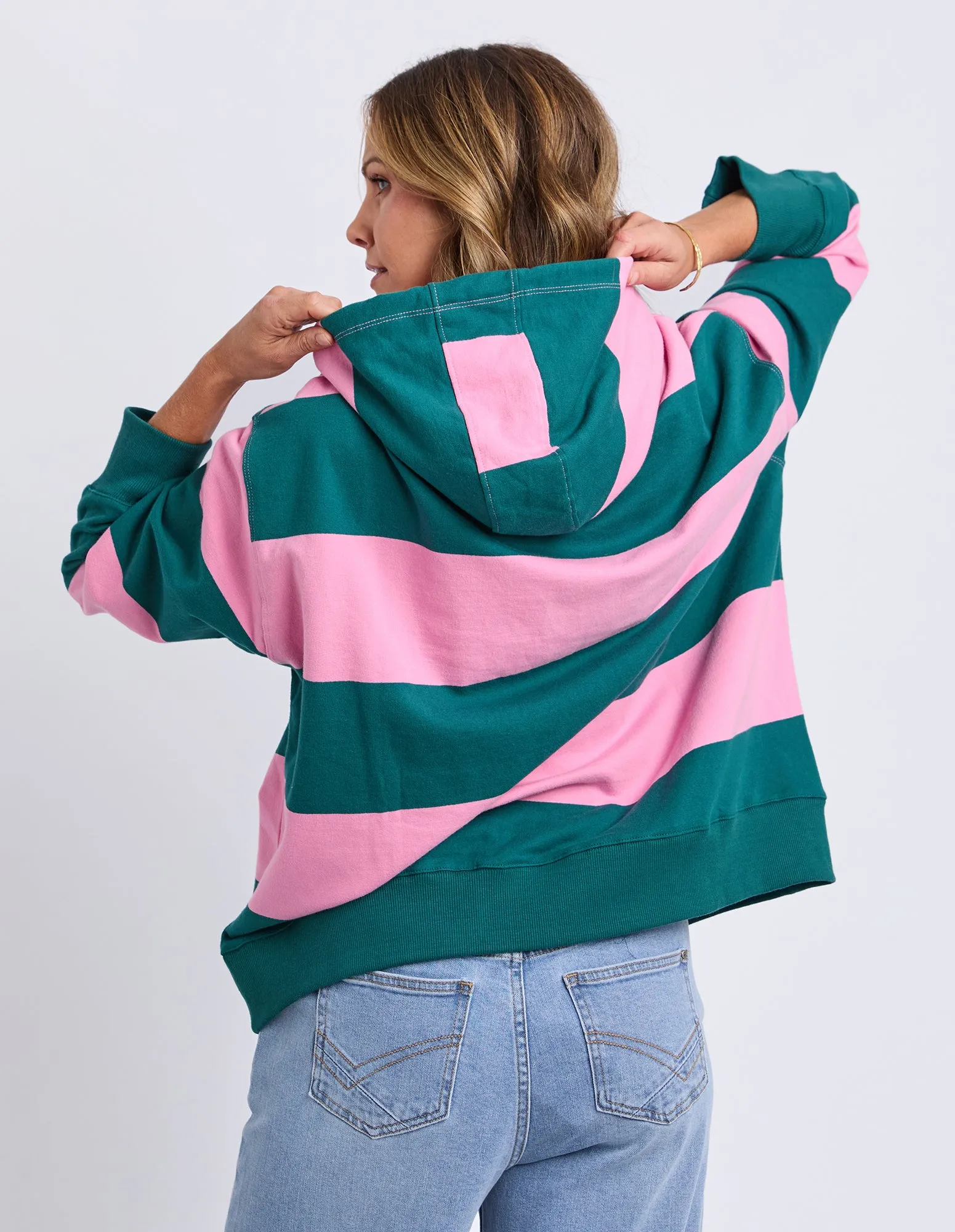 Liberty Block Hoodie Pink & Green Stripe sold by Elm Lifestyle product image thumbnail 4