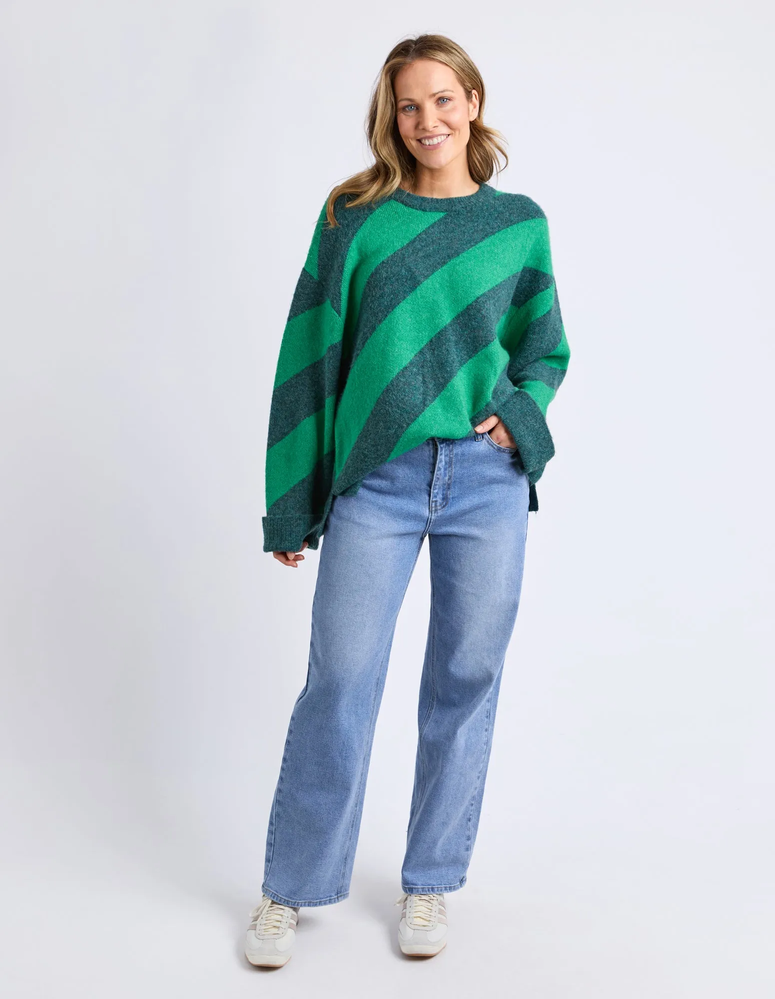 Sage Diagonal Knit Turquoise/Teal Stripe sold by Elm Lifestyle product image thumbnail 3