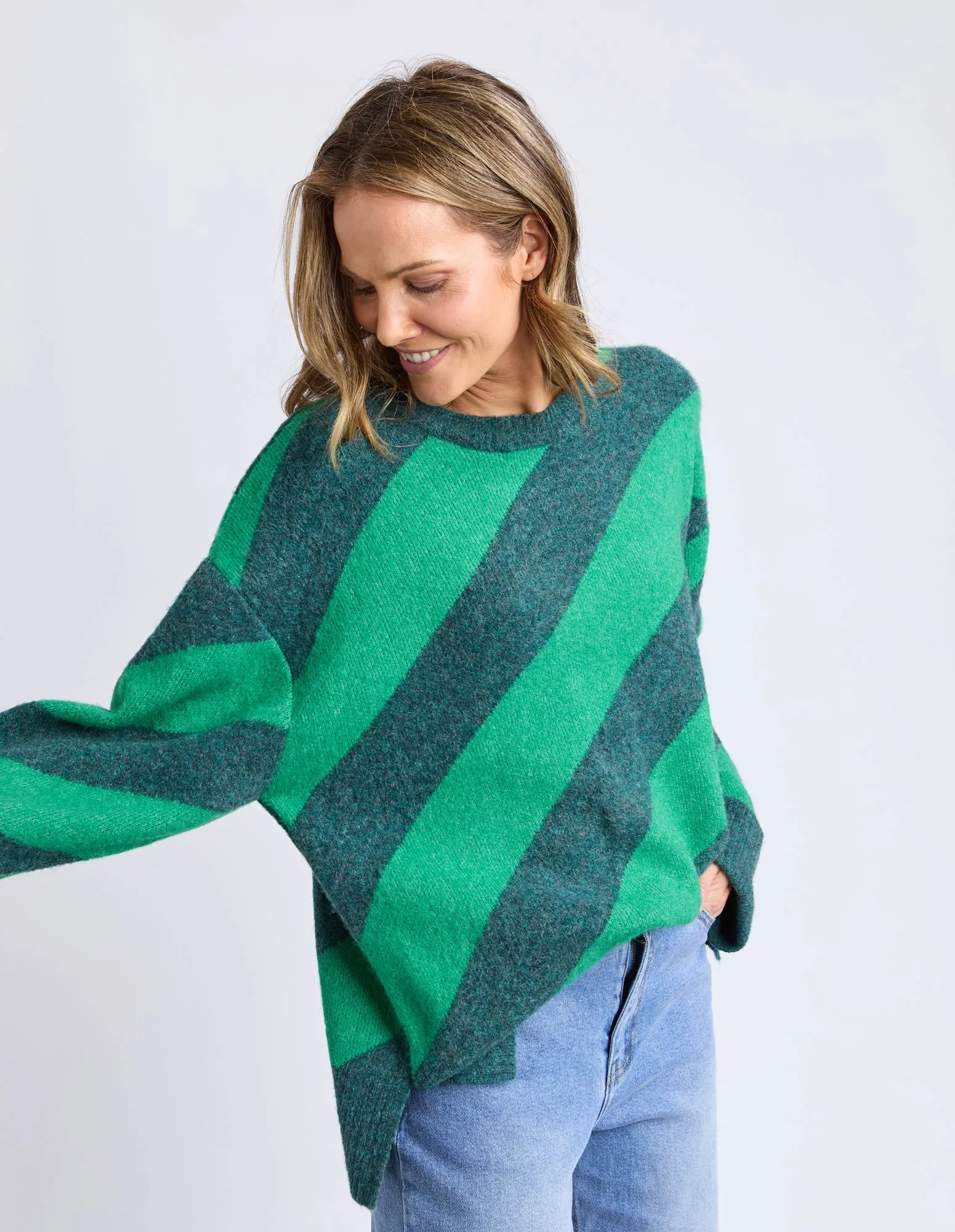 Sage Diagonal Knit Turquoise/Teal Stripe sold by Elm Lifestyle product image thumbnail 5