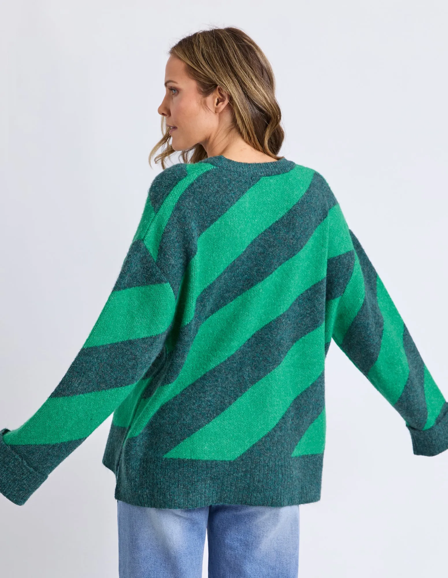Sage Diagonal Knit Turquoise/Teal Stripe sold by Elm Lifestyle product image thumbnail 4