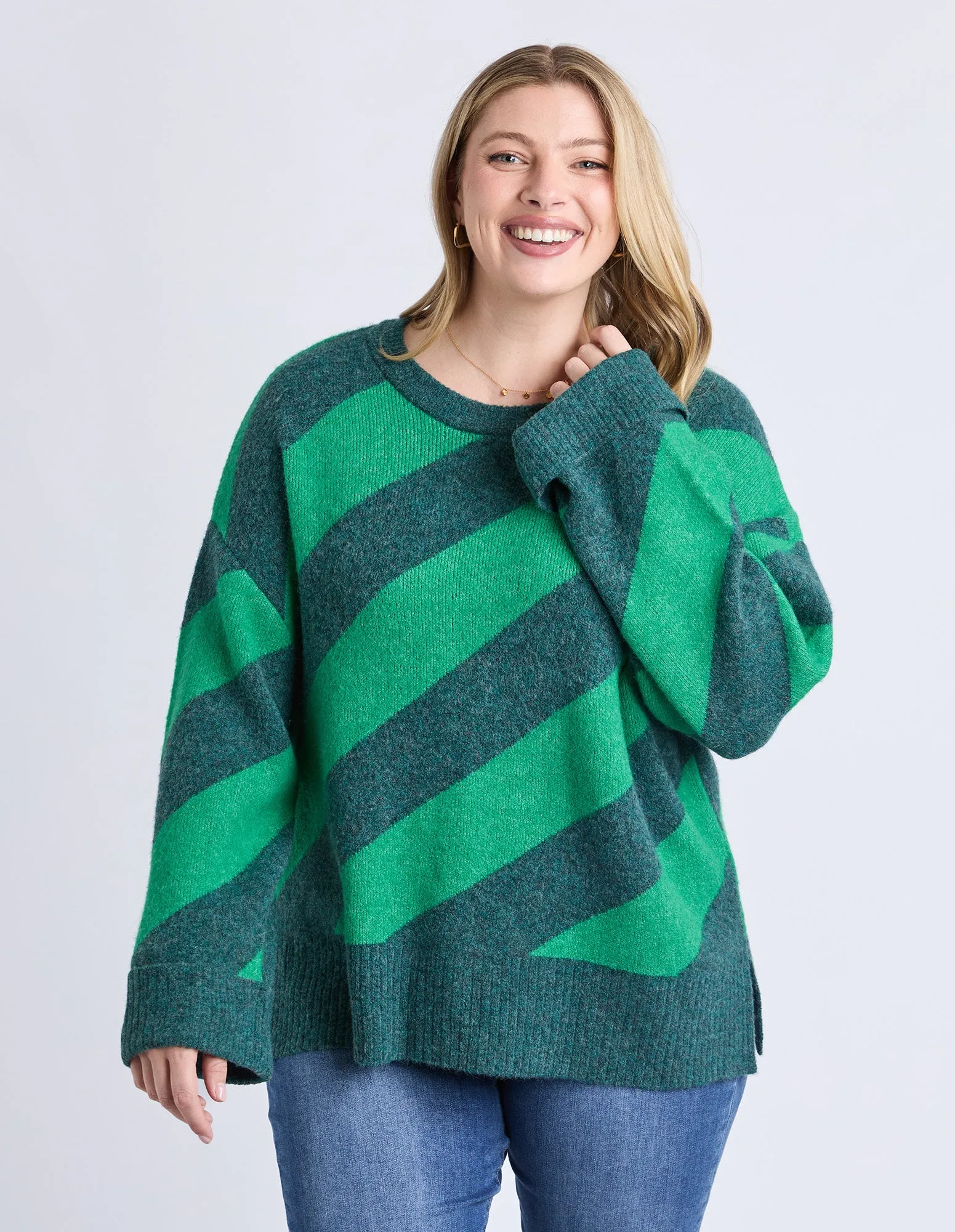 Sage Diagonal Knit Turquoise/Teal Stripe sold by Elm Lifestyle product image thumbnail 2