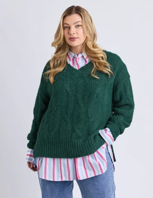 Tallulah Cable Knit Dark Green made by Elm Lifestyle