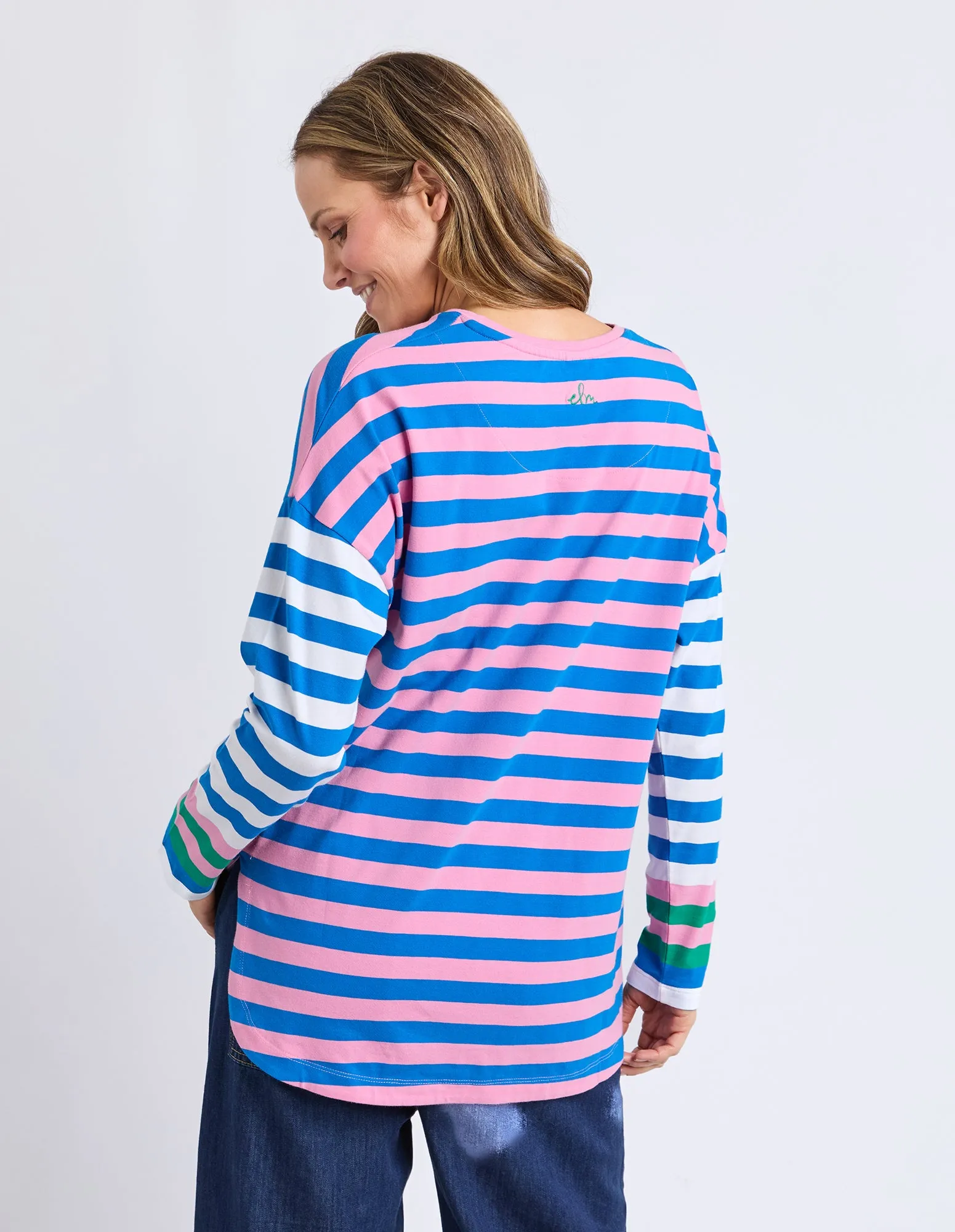 Taffy Stripe Long Sleeve Tee Blue & Pink Stripe sold by Elm Lifestyle product image thumbnail 3