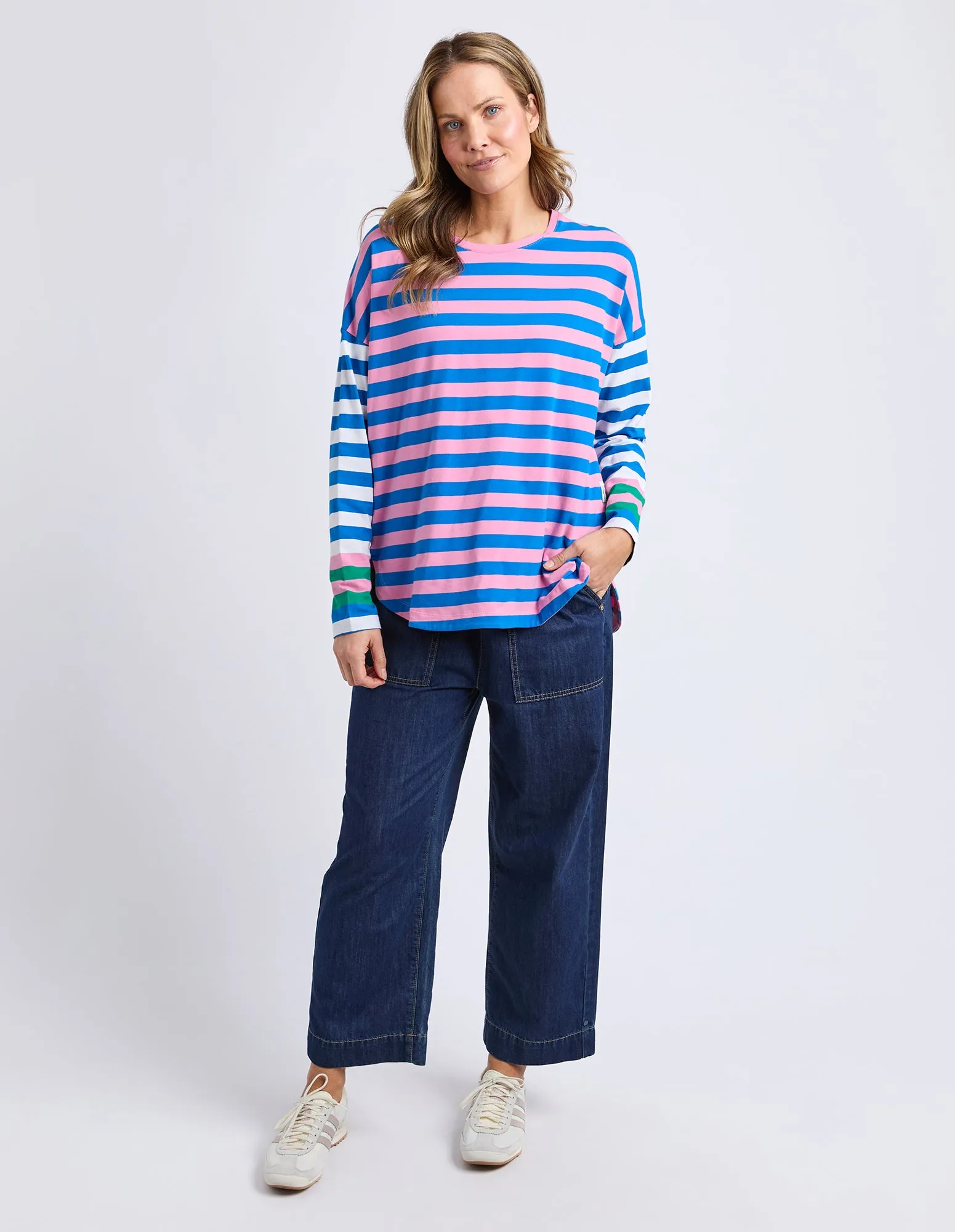 Taffy Stripe Long Sleeve Tee Blue & Pink Stripe sold by Elm Lifestyle product image thumbnail 2