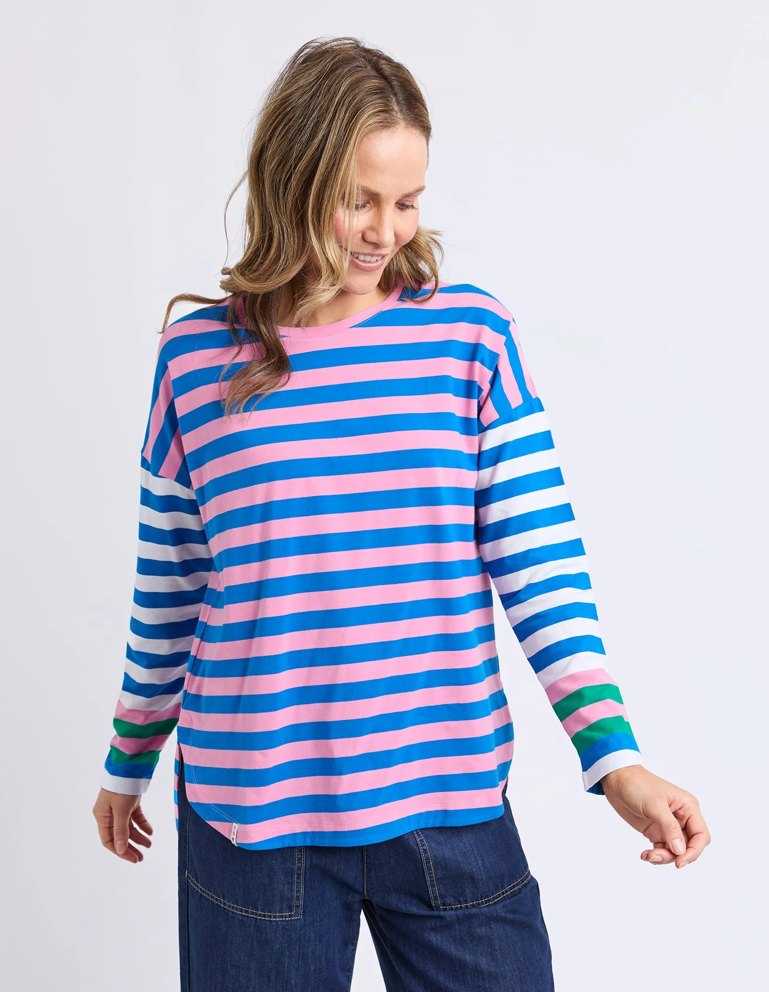 Taffy Stripe Long Sleeve Tee Blue & Pink Stripe sold by Elm Lifestyle product image thumbnail 4