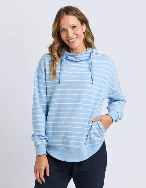 Lounger Scoop Hoodie Light Blue/White Stripe made by Elm Lifestyle