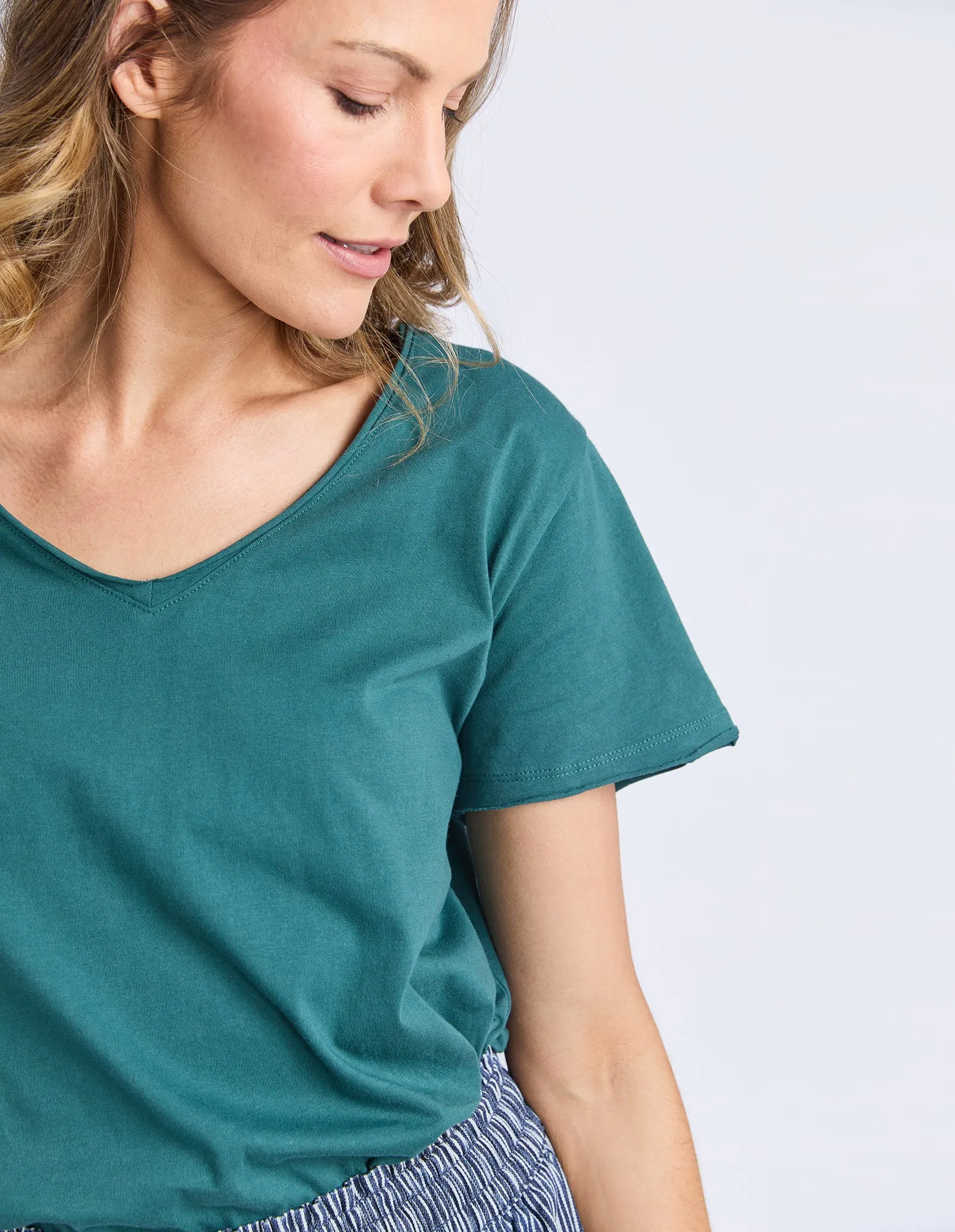 Pima Vee Tee Teal sold by Elm Lifestyle product image thumbnail 5