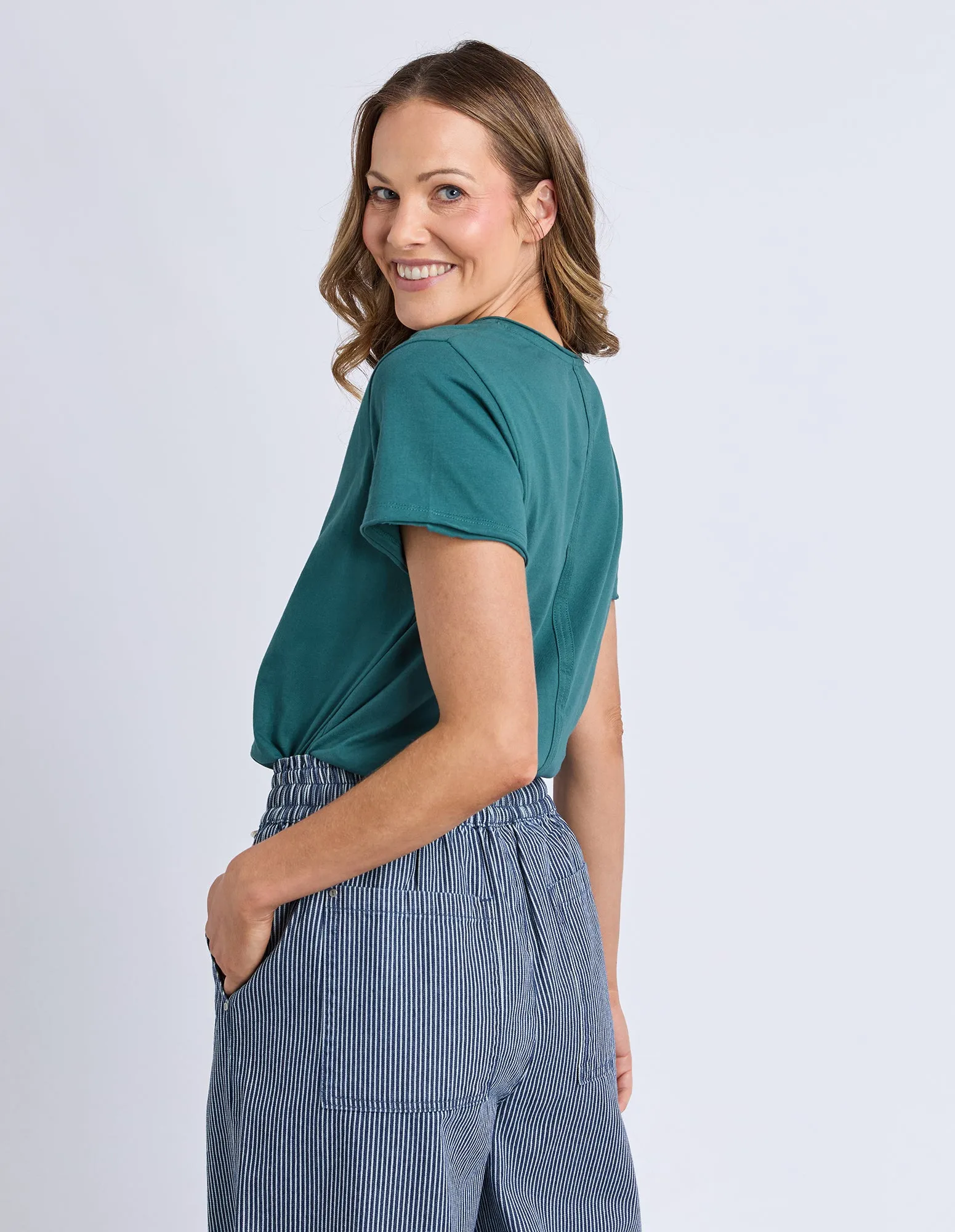 Pima Vee Tee Teal sold by Elm Lifestyle product image thumbnail 3