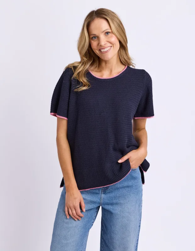 Camellia Short Sleeve Knit Navy sold by Elm Lifestyle