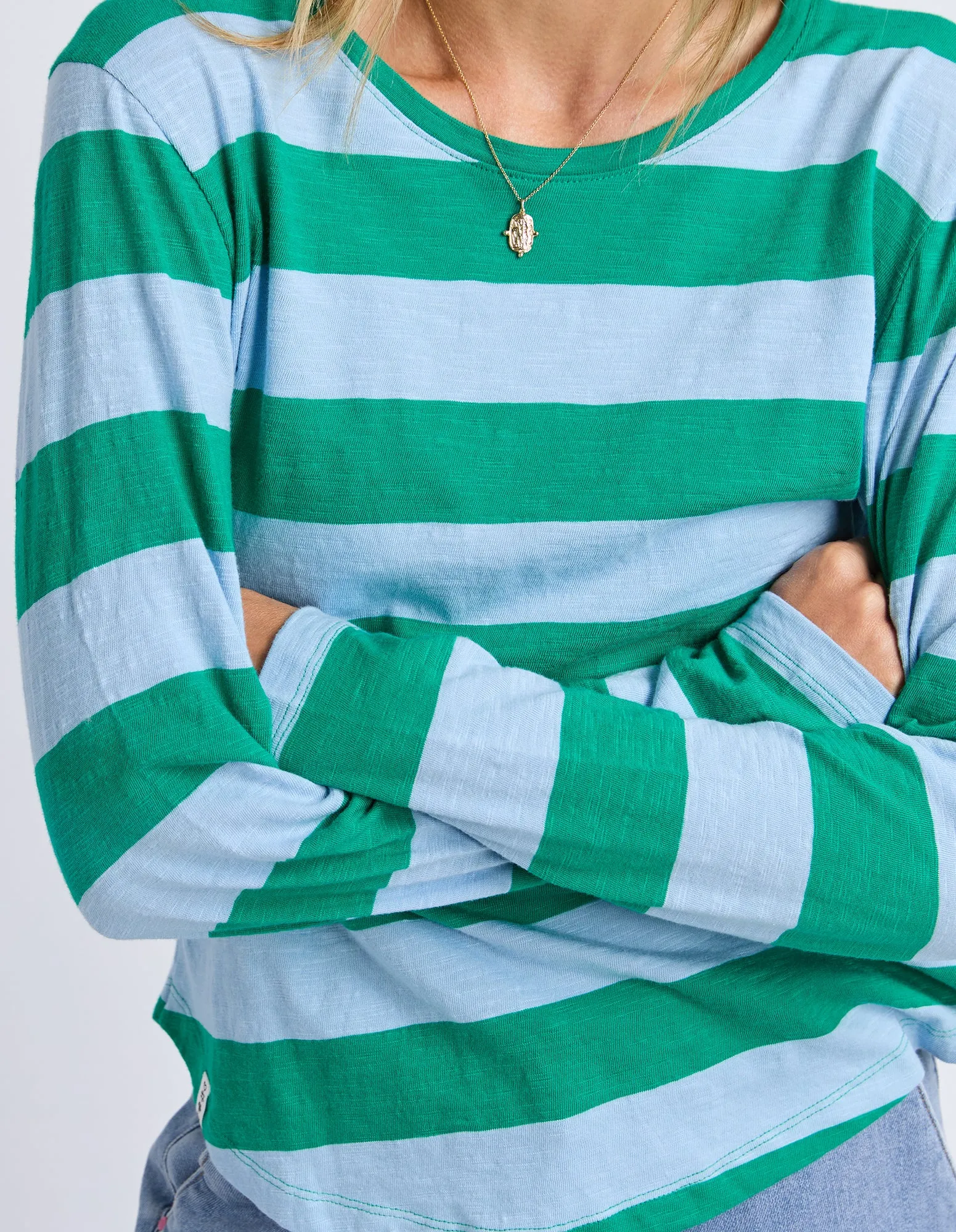 Spritz Stripe Long Sleeve Tee Turquoise/Light Blue sold by Elm Lifestyle product image thumbnail 5