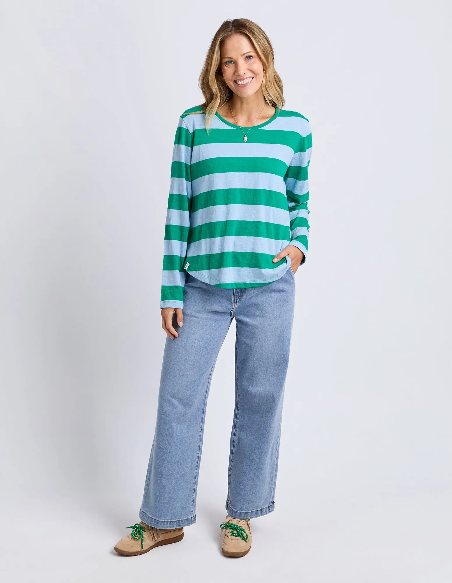Spritz Stripe Long Sleeve Tee Turquoise/Light Blue sold by Elm Lifestyle product image thumbnail 2