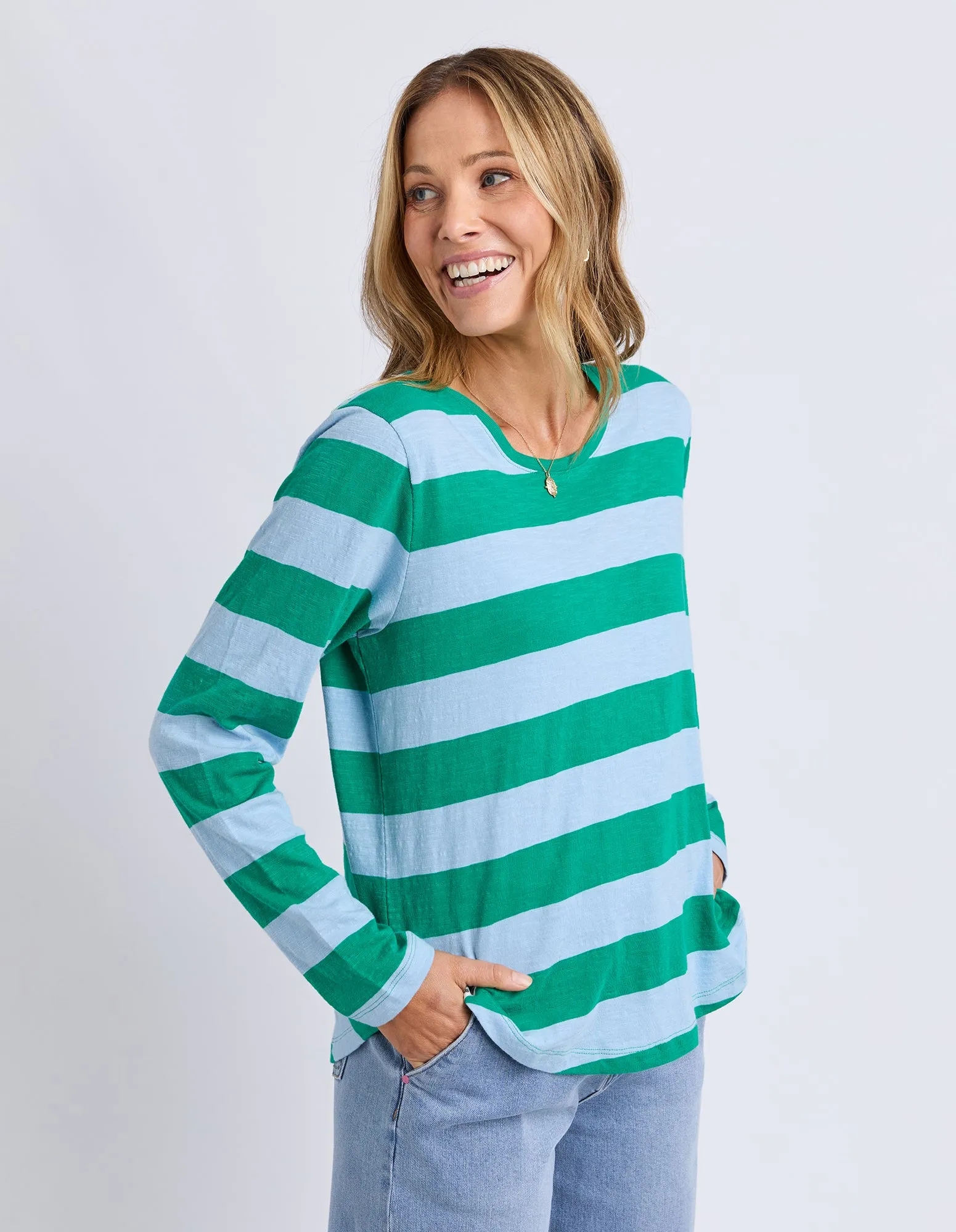 Spritz Stripe Long Sleeve Tee Turquoise/Light Blue sold by Elm Lifestyle product image thumbnail 4
