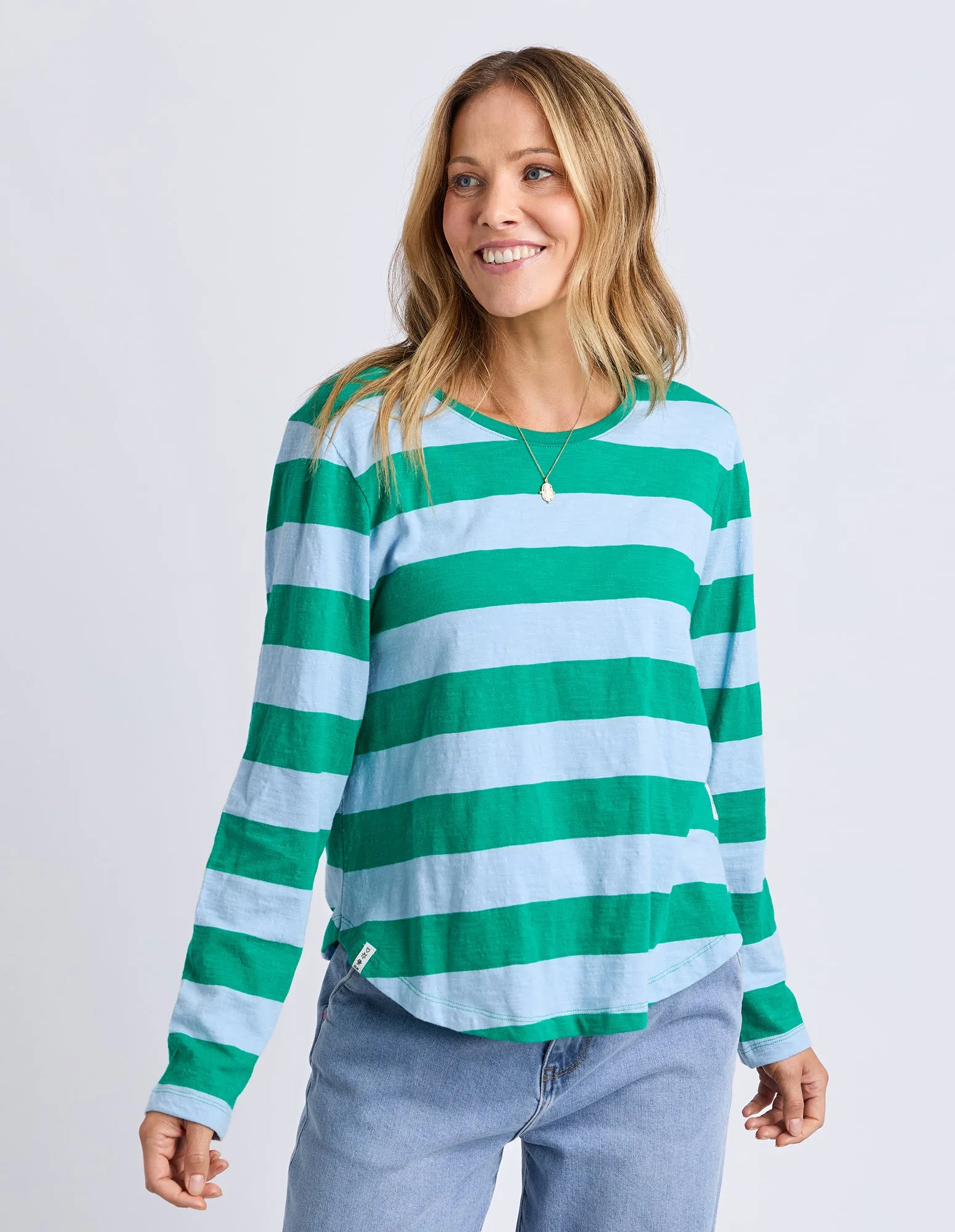 Spritz Stripe Long Sleeve Tee Turquoise/Light Blue sold by Elm Lifestyle