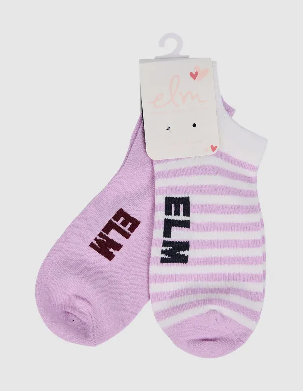 Harmony No Show Sock 2pk Mauve Mist Solids made by Elm Lifestyle