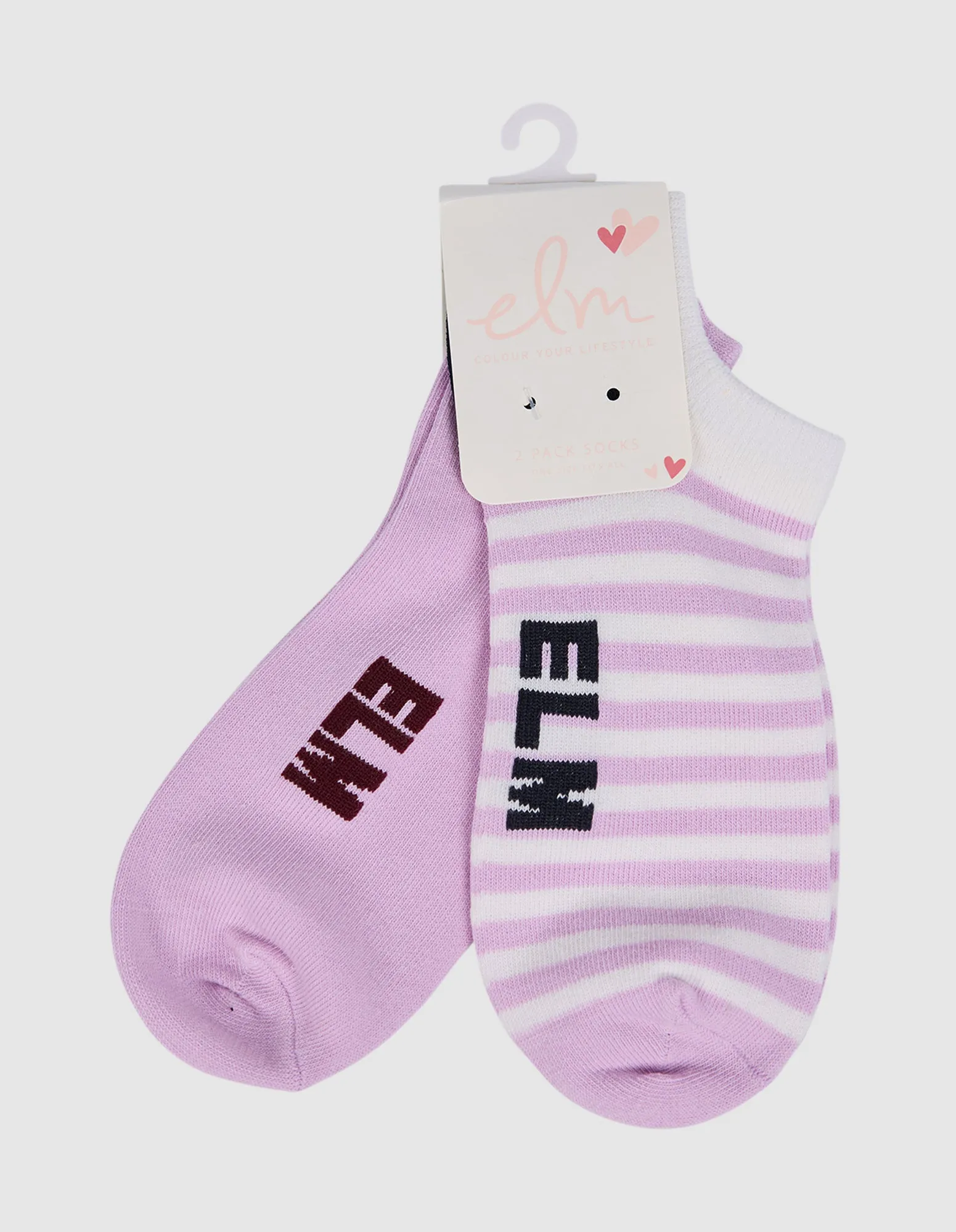 Harmony No Show Sock 2pk Mauve Mist Solids sold by Elm Lifestyle