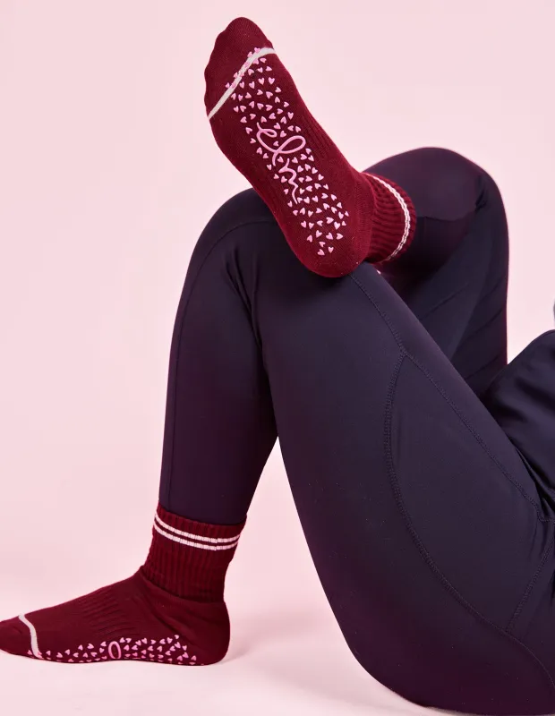 Elm Ribbed College Sock Plum/White made by Elm Lifestyle