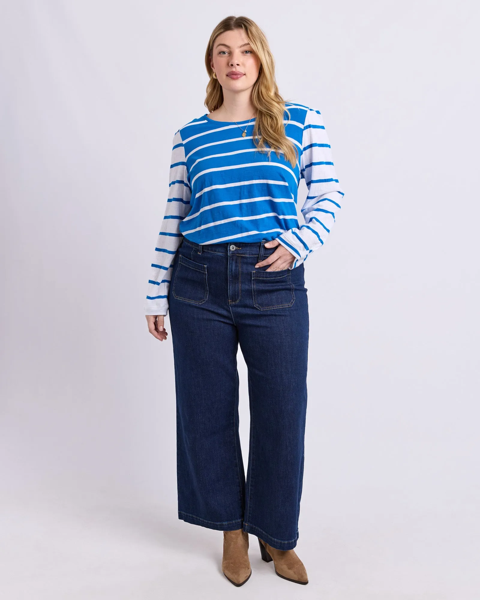 Baia Long Sleeve Tee Royal & White Stripe sold by Elm Lifestyle product image thumbnail 4