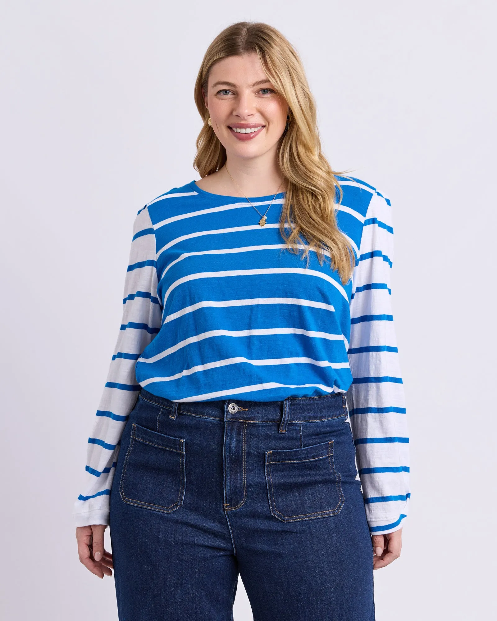 Baia Long Sleeve Tee Royal & White Stripe sold by Elm Lifestyle product image thumbnail 2