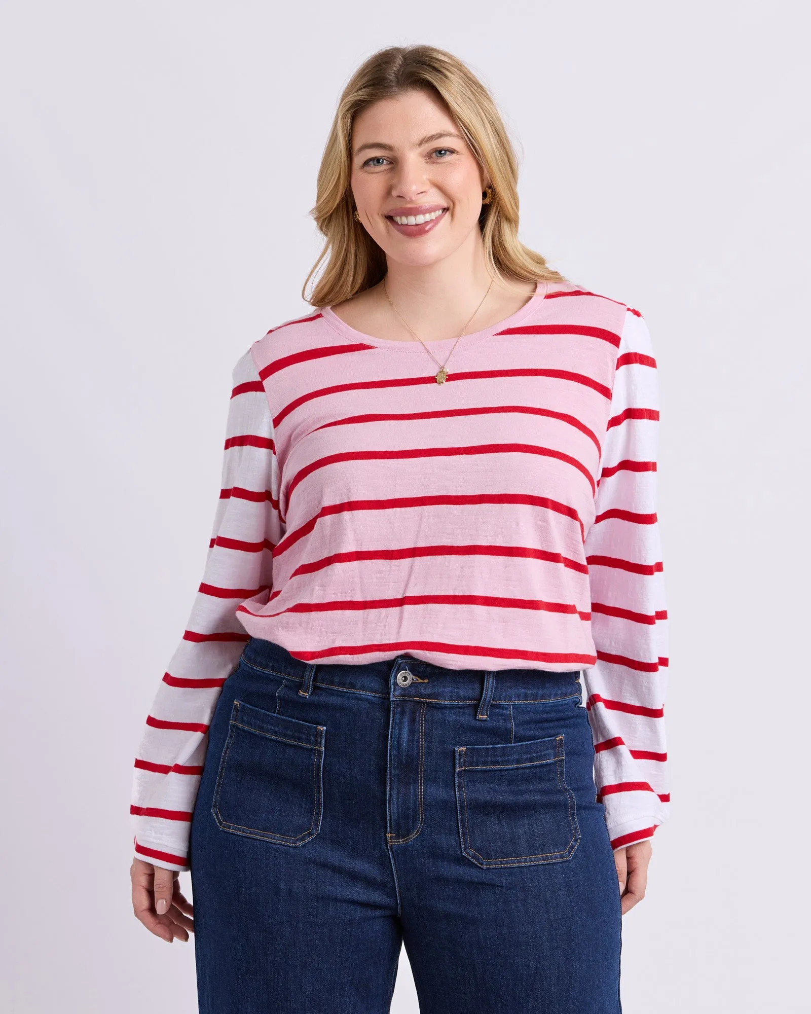 Baia Long Sleeve Tee Pink & Red Stripe sold by Elm Lifestyle product image thumbnail 2