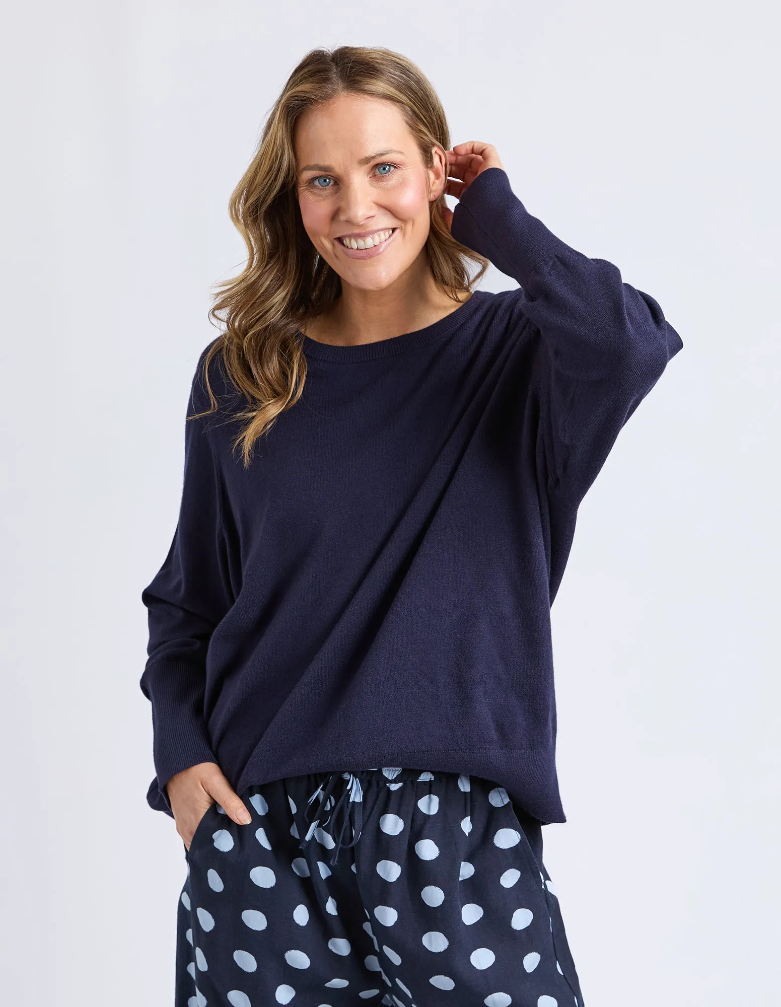 Sunny Long Sleeve Knit Top Classic Navy sold by Elm Lifestyle