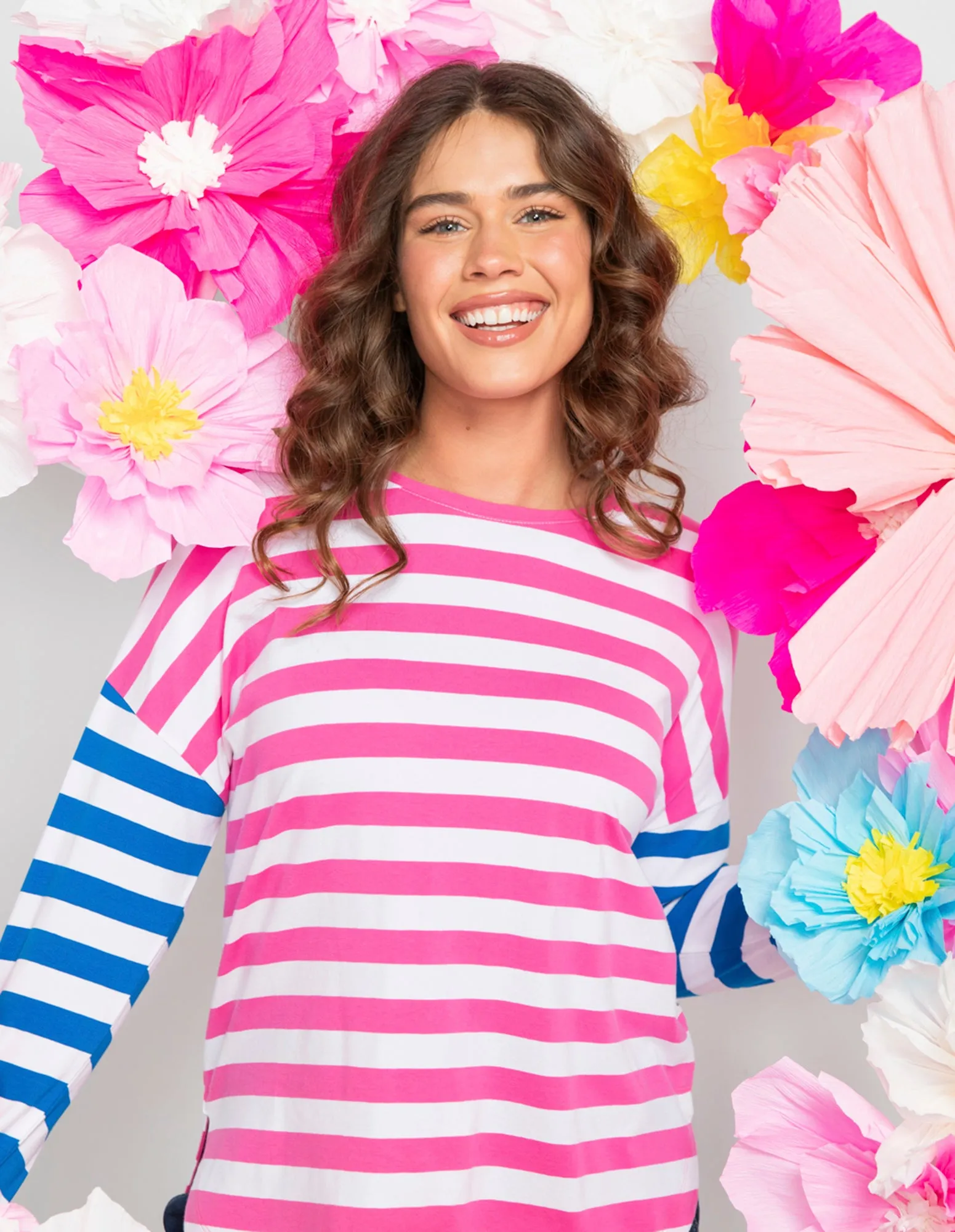 Rouge Stripe Long Sleeve Tee Pink & White Stripe sold by Elm Lifestyle