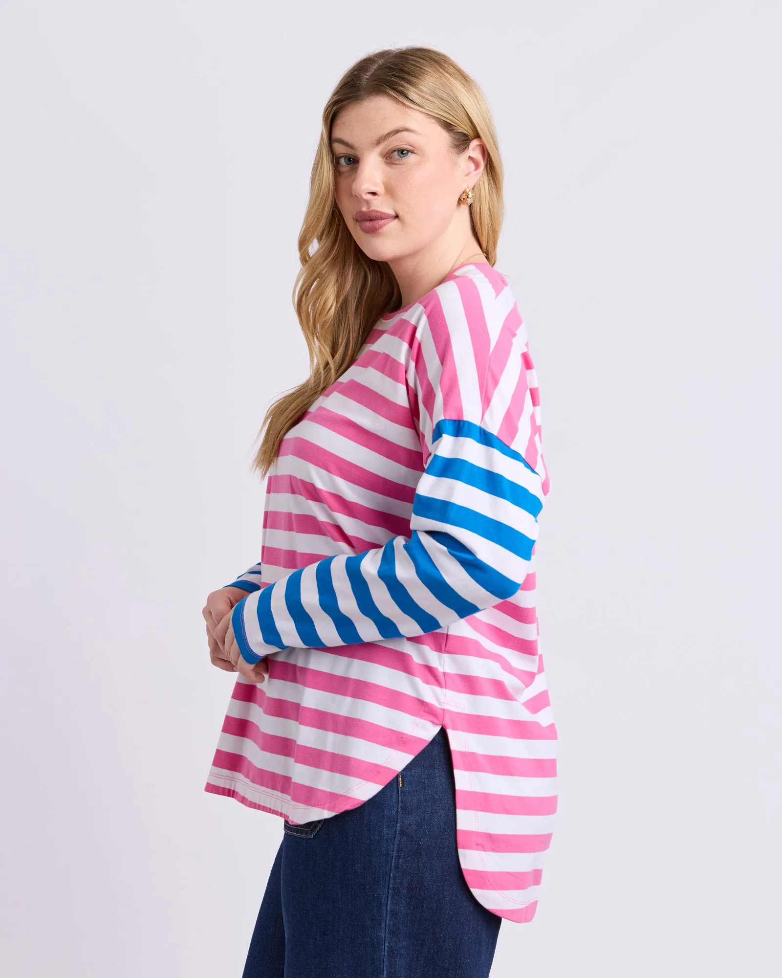 Rouge Stripe Long Sleeve Tee Pink & White Stripe sold by Elm Lifestyle product image thumbnail 5