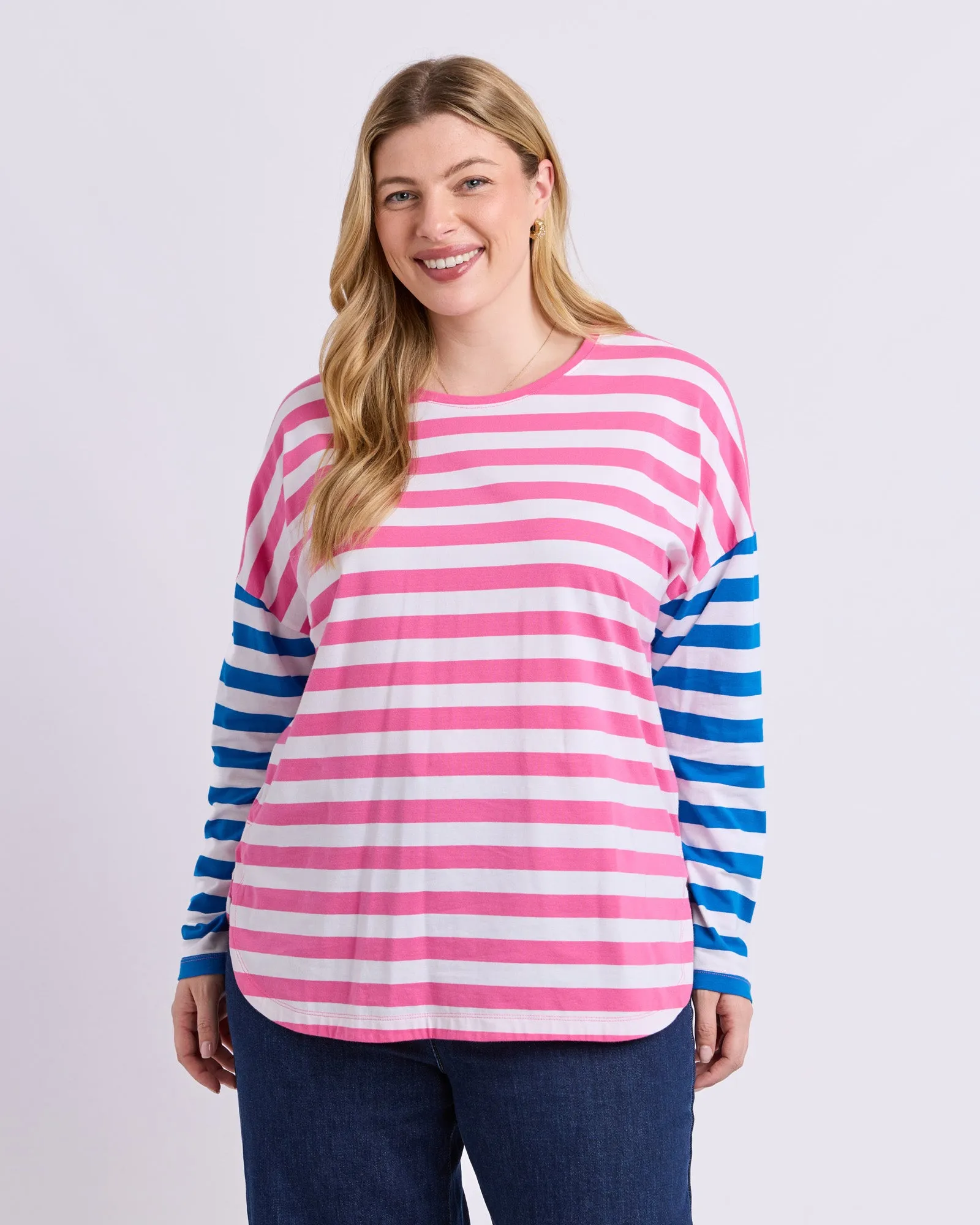 Rouge Stripe Long Sleeve Tee Pink & White Stripe sold by Elm Lifestyle product image thumbnail 2