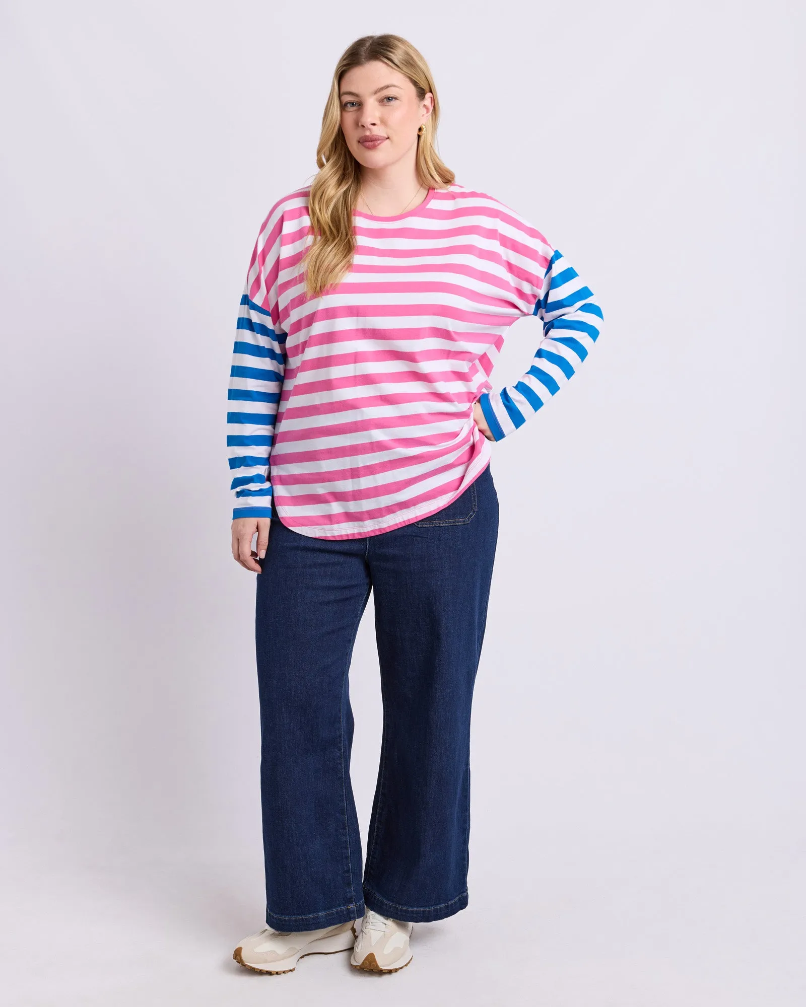 Rouge Stripe Long Sleeve Tee Pink & White Stripe sold by Elm Lifestyle product image thumbnail 3