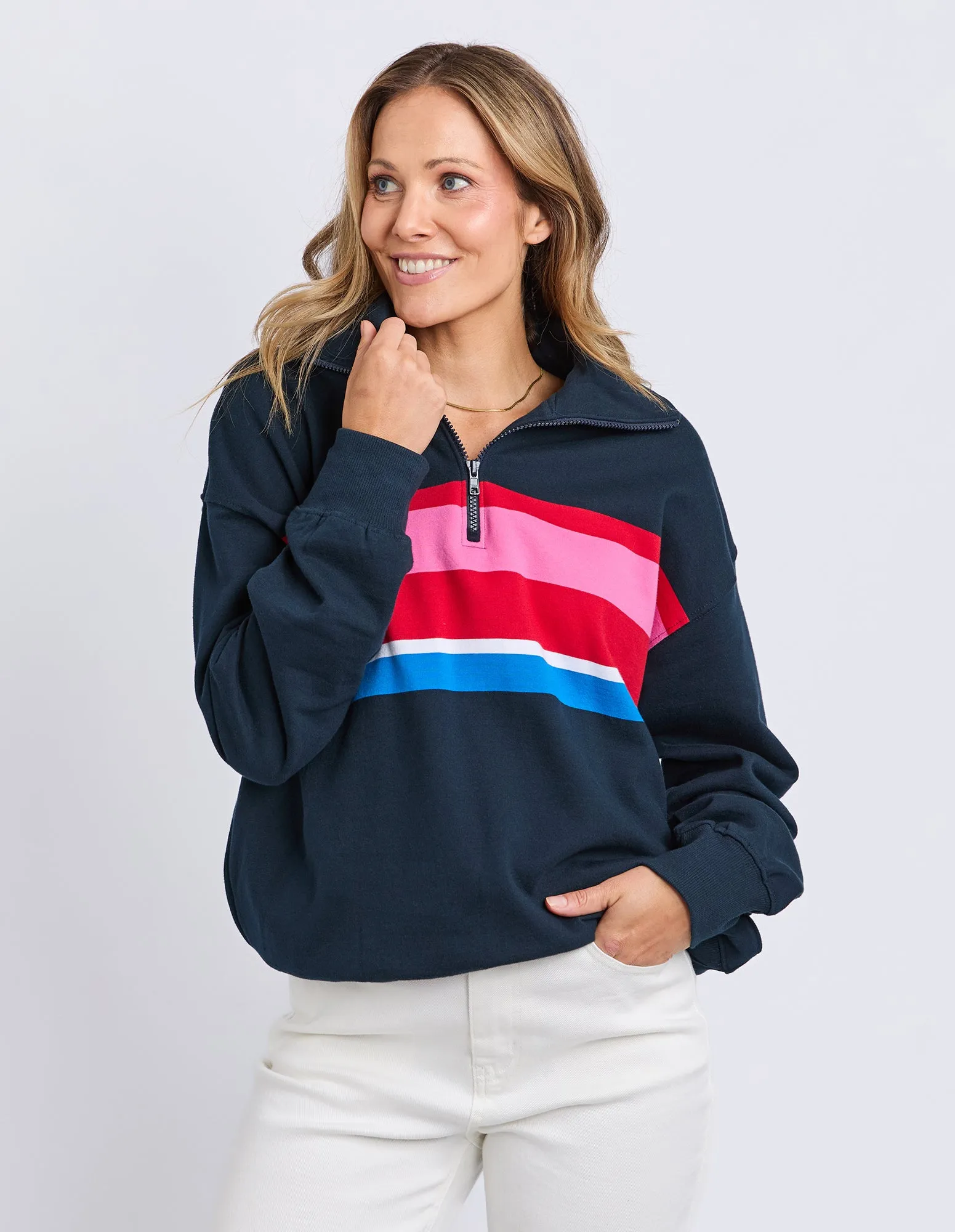 Real Love 1/4 Zip Stripe/Navy Body sold by Elm Lifestyle product image thumbnail 2