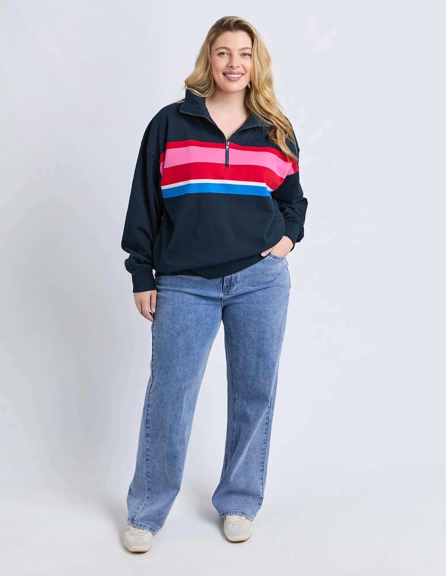 Real Love 1/4 Zip Stripe/Navy Body sold by Elm Lifestyle product image thumbnail 5