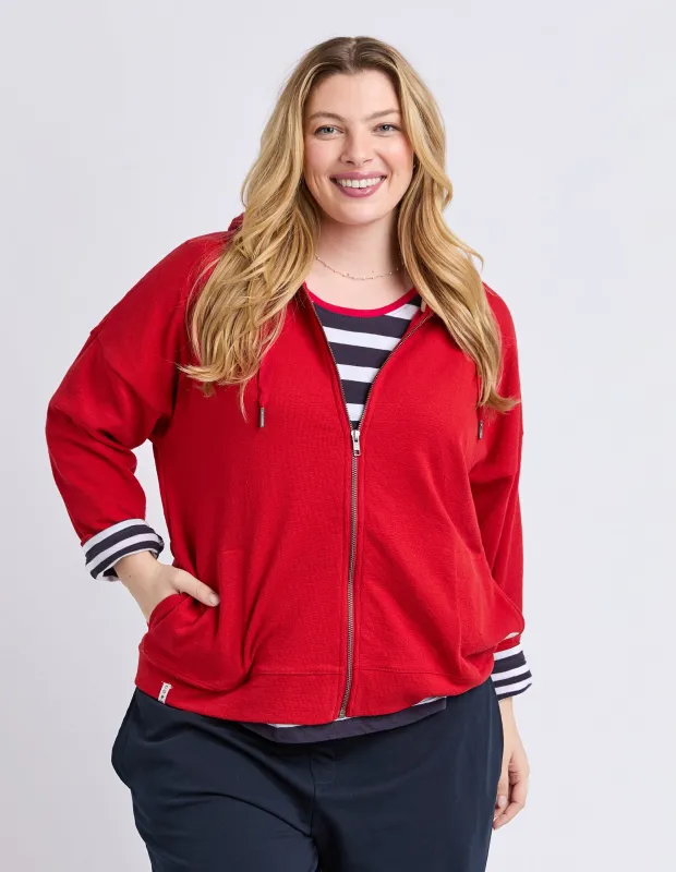 Beachy L/S Zip Hoodie Cranberry made by Elm Lifestyle