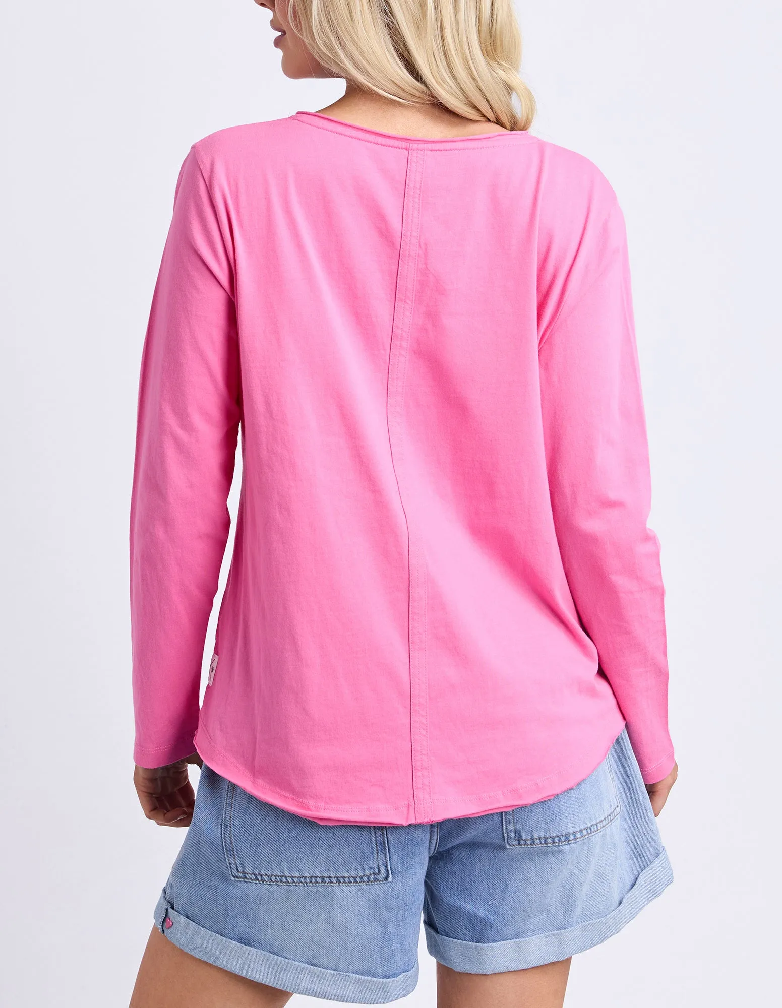 Pima Long Sleeve Vee Tee Hot Pink sold by Elm Lifestyle product image thumbnail 3