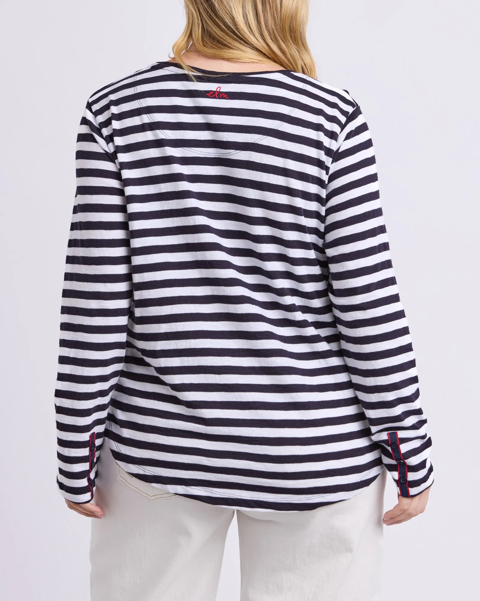 Riviera Long Sleeve Tee Navy & White Stripe sold by Elm Lifestyle product image thumbnail 4