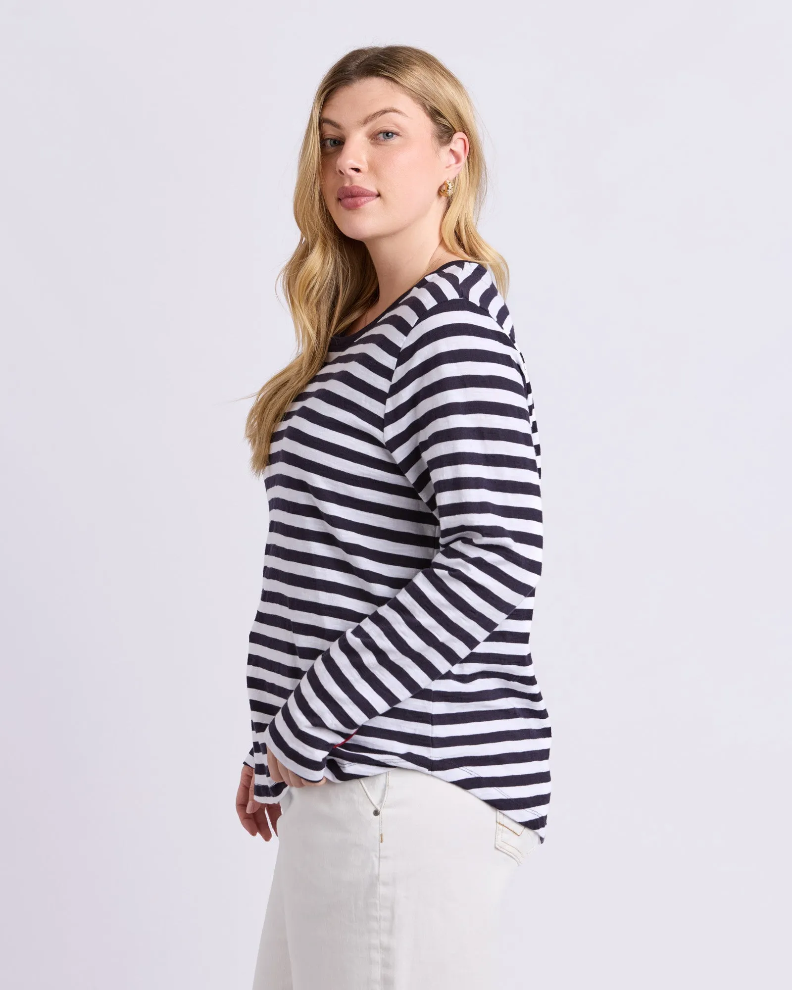 Riviera Long Sleeve Tee Navy & White Stripe sold by Elm Lifestyle product image thumbnail 5