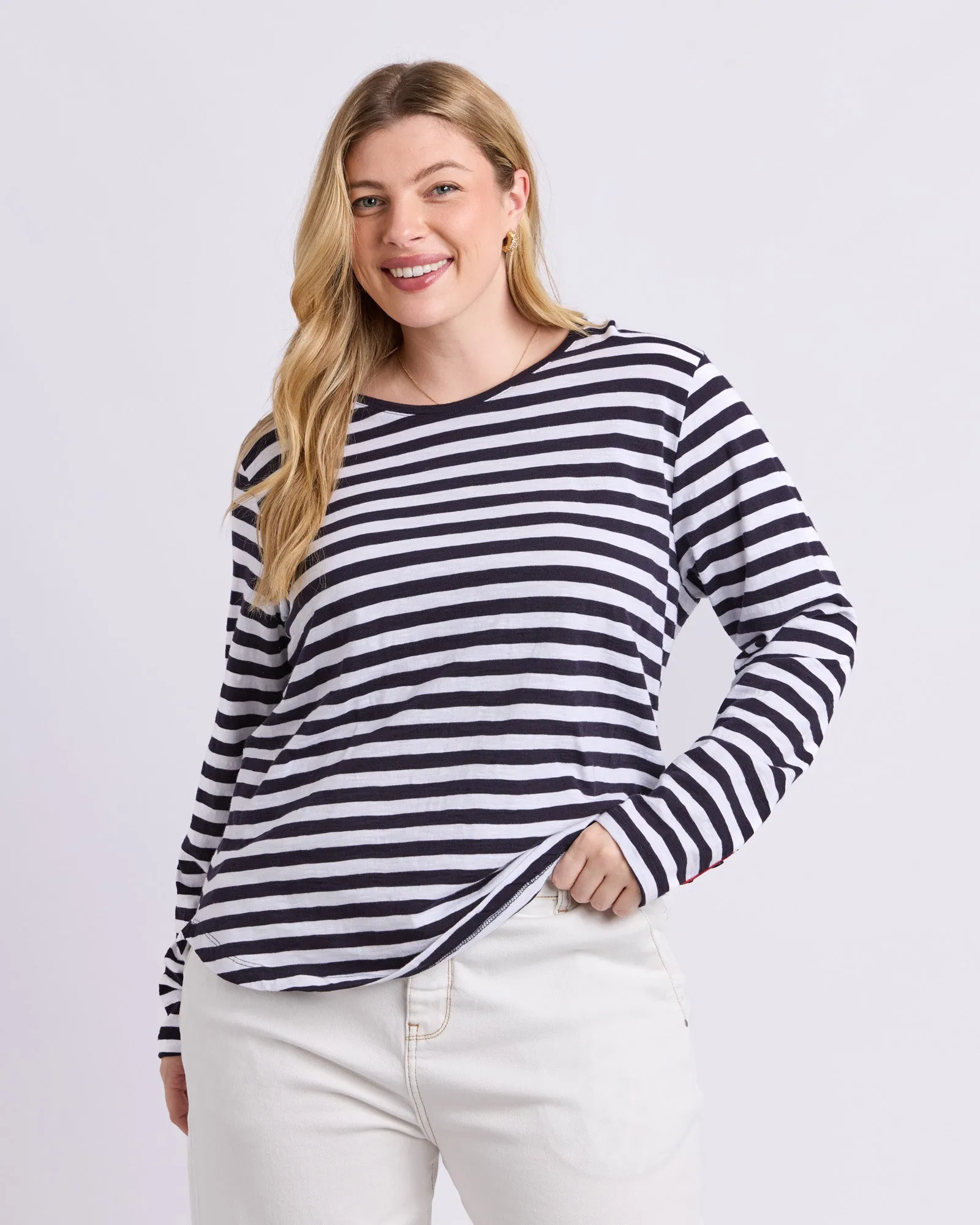 Riviera Long Sleeve Tee Navy & White Stripe sold by Elm Lifestyle product image thumbnail 2
