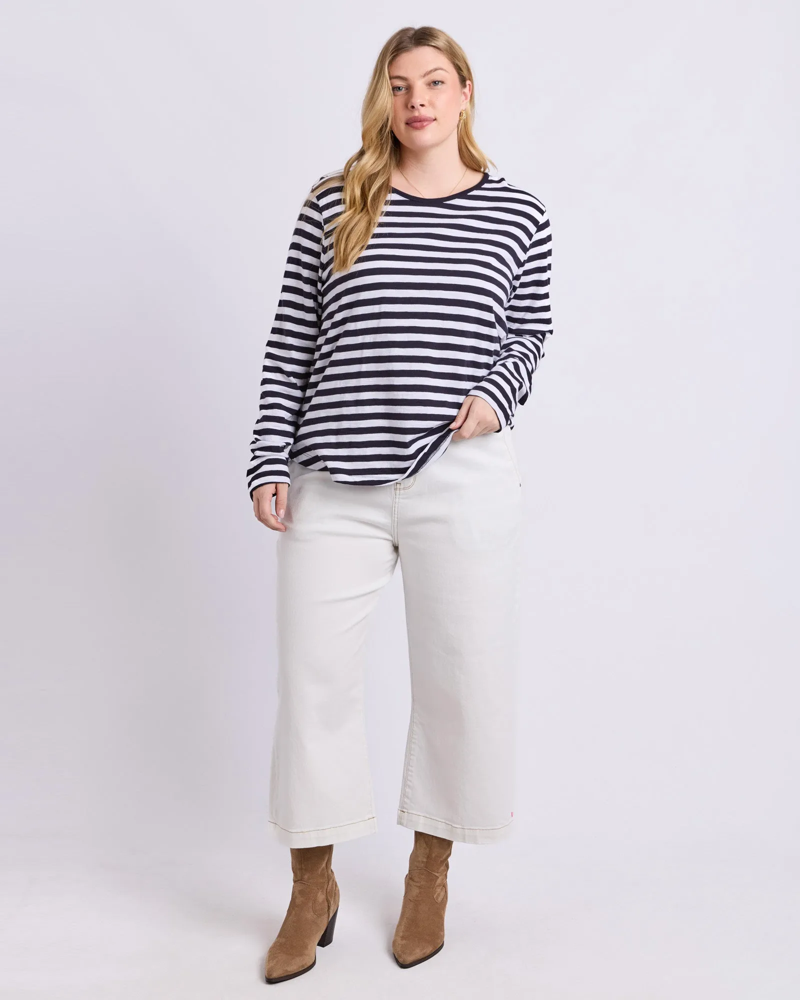 Riviera Long Sleeve Tee Navy & White Stripe sold by Elm Lifestyle product image thumbnail 3