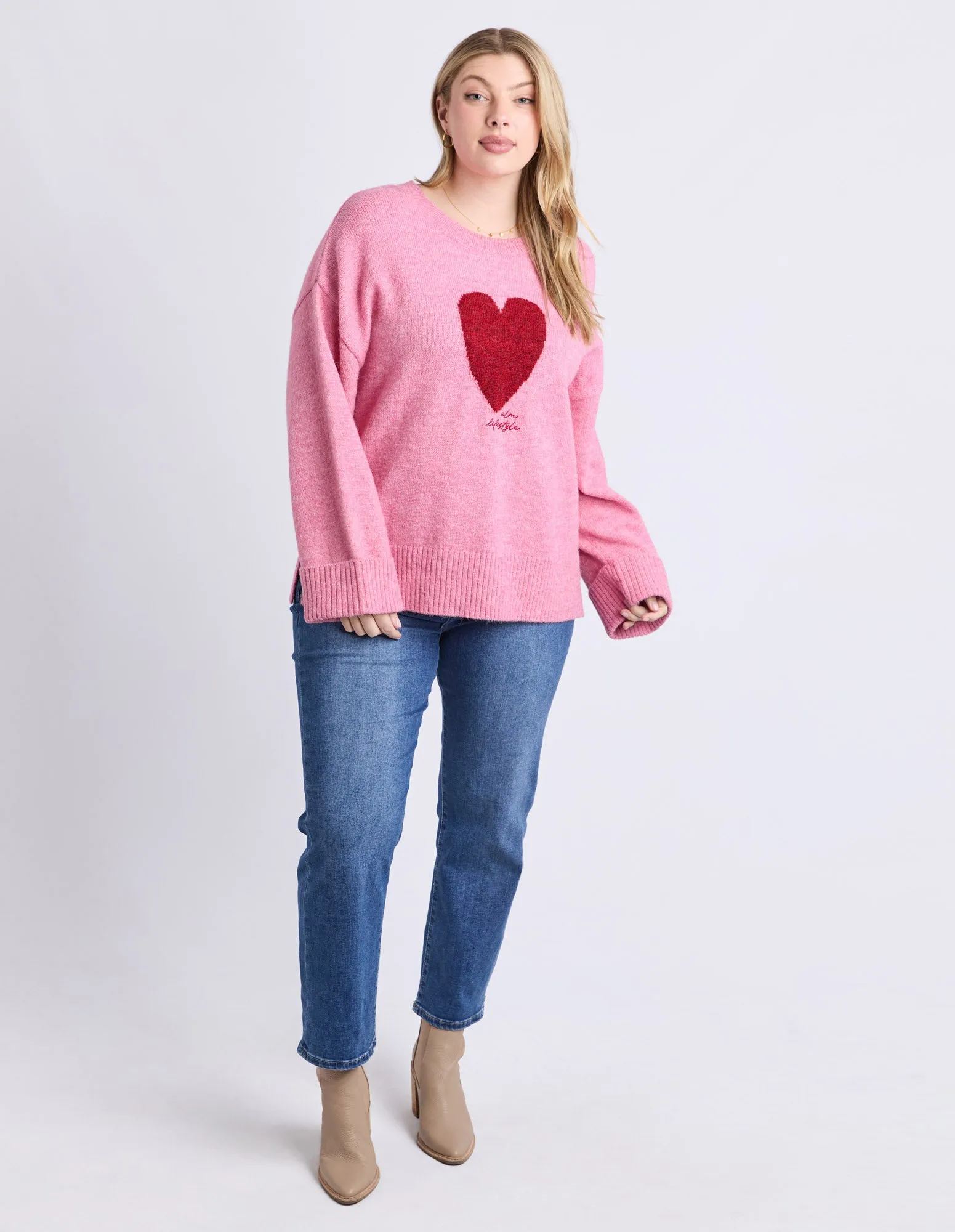 Intarsia Heart Knit Quartz Pink sold by Elm Lifestyle product image thumbnail 3