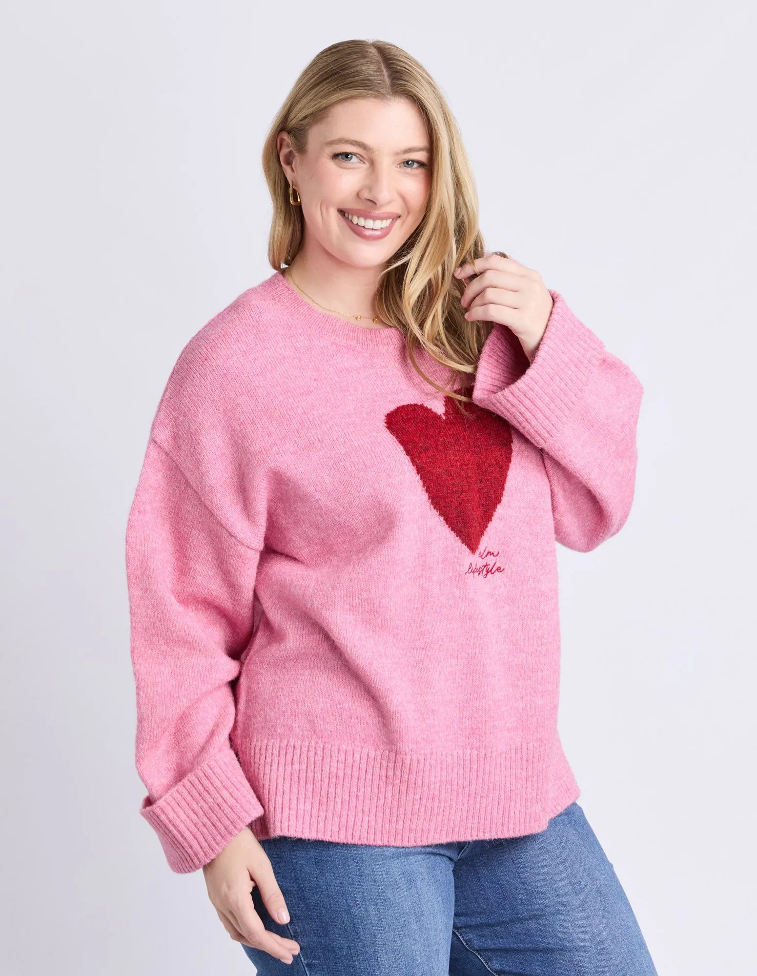 Intarsia Heart Knit Quartz Pink sold by Elm Lifestyle product image thumbnail 5