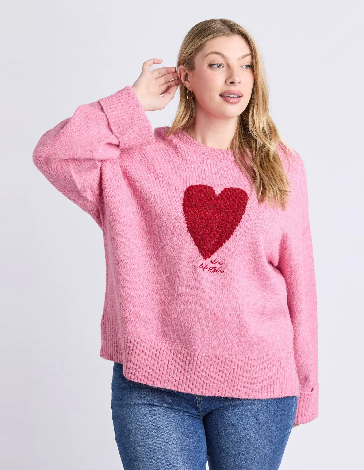 Intarsia Heart Knit Quartz Pink sold by Elm Lifestyle product image thumbnail 2