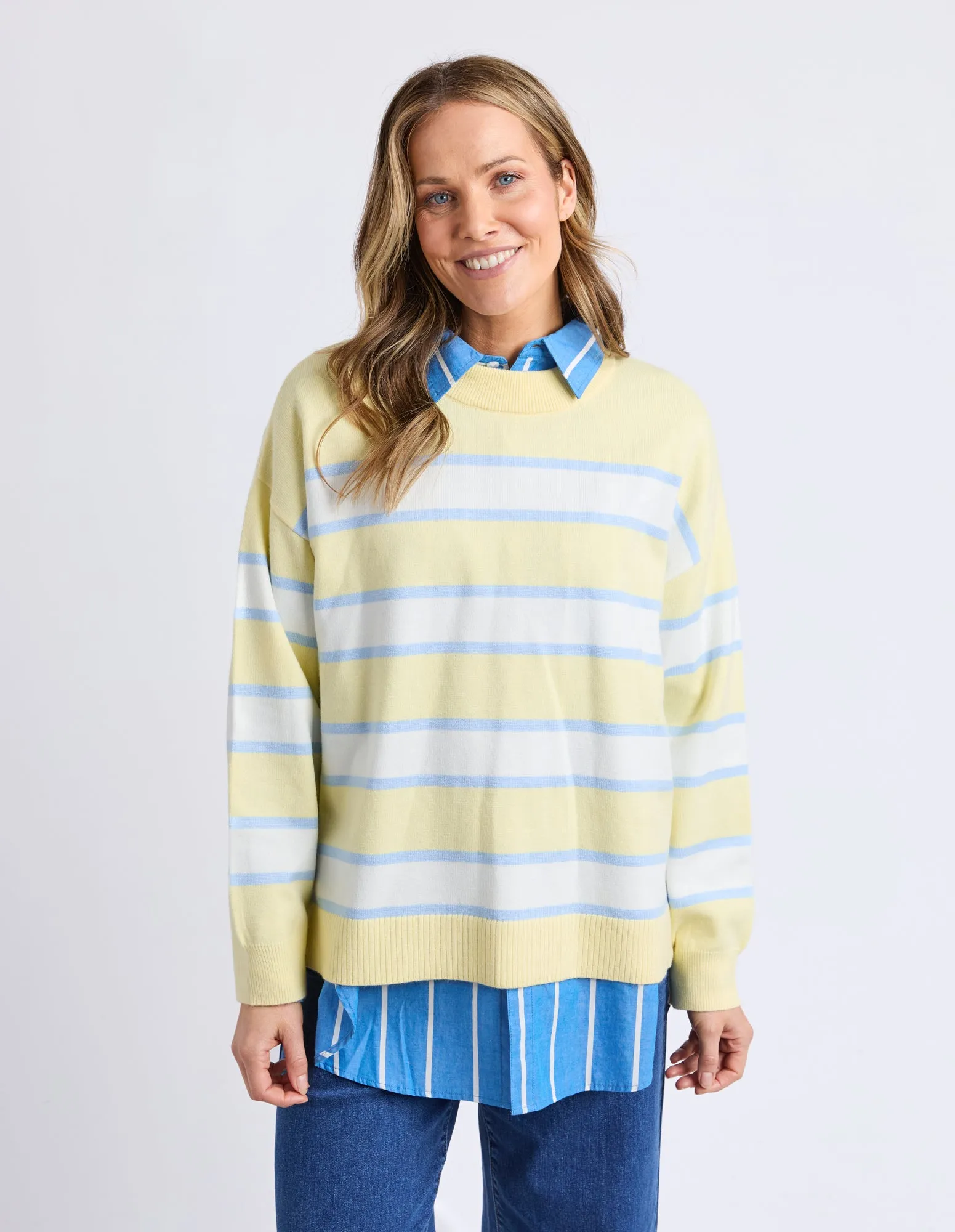 Joni Stripe Knit Pale Banana Stripe sold by Elm Lifestyle