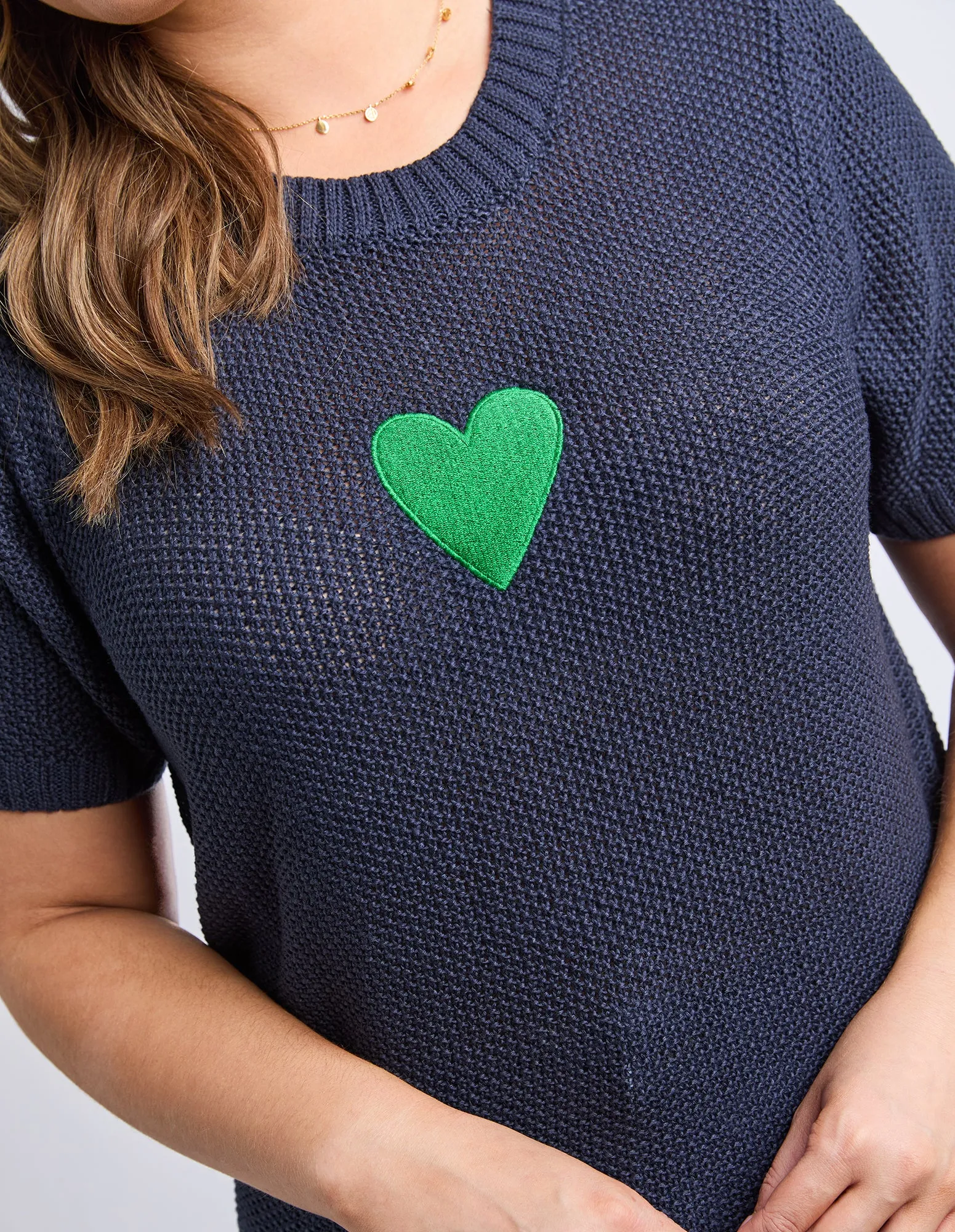 Heart Short Sleeve Knit Navy sold by Elm Lifestyle product image thumbnail 5