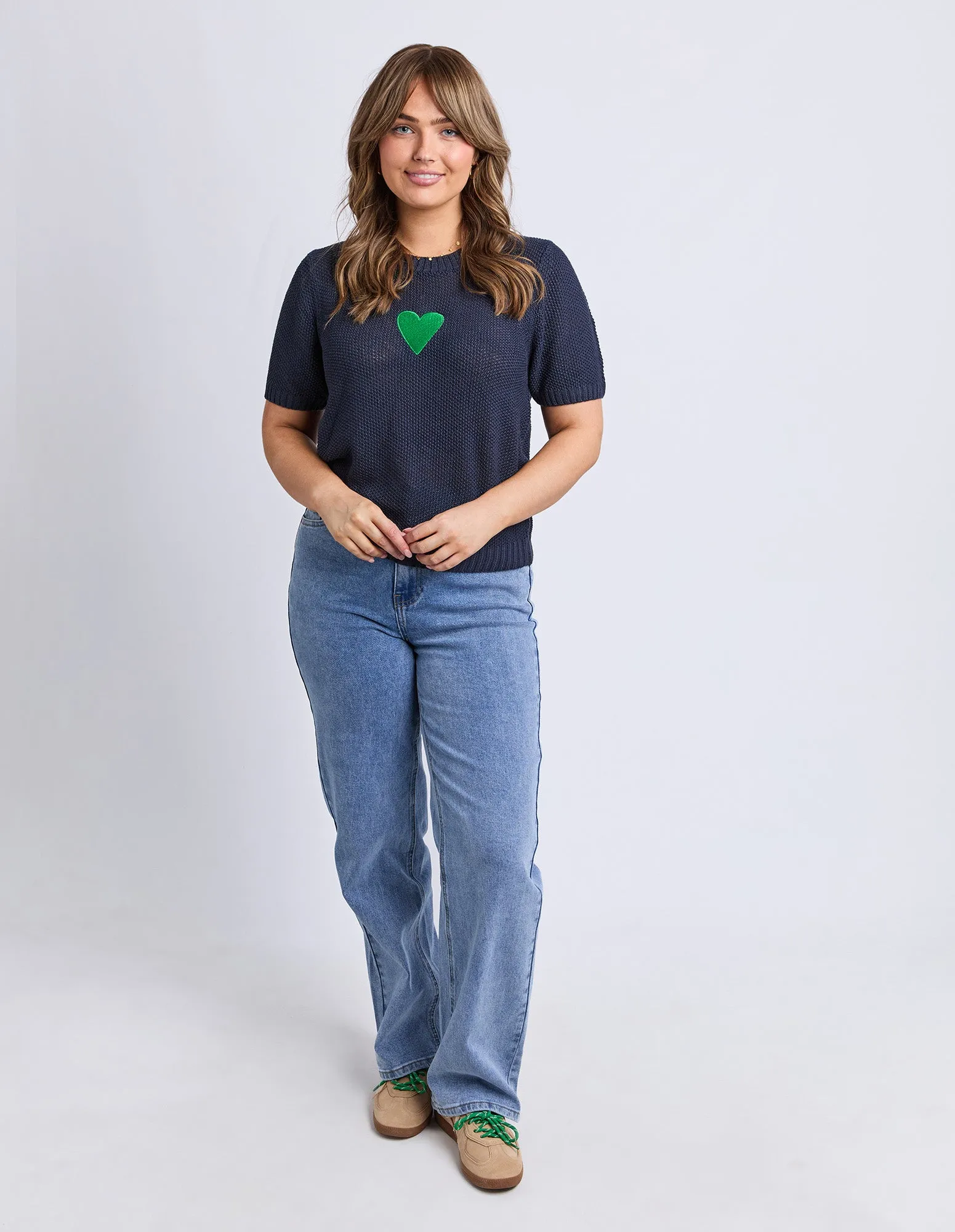 Heart Short Sleeve Knit Navy sold by Elm Lifestyle product image thumbnail 2