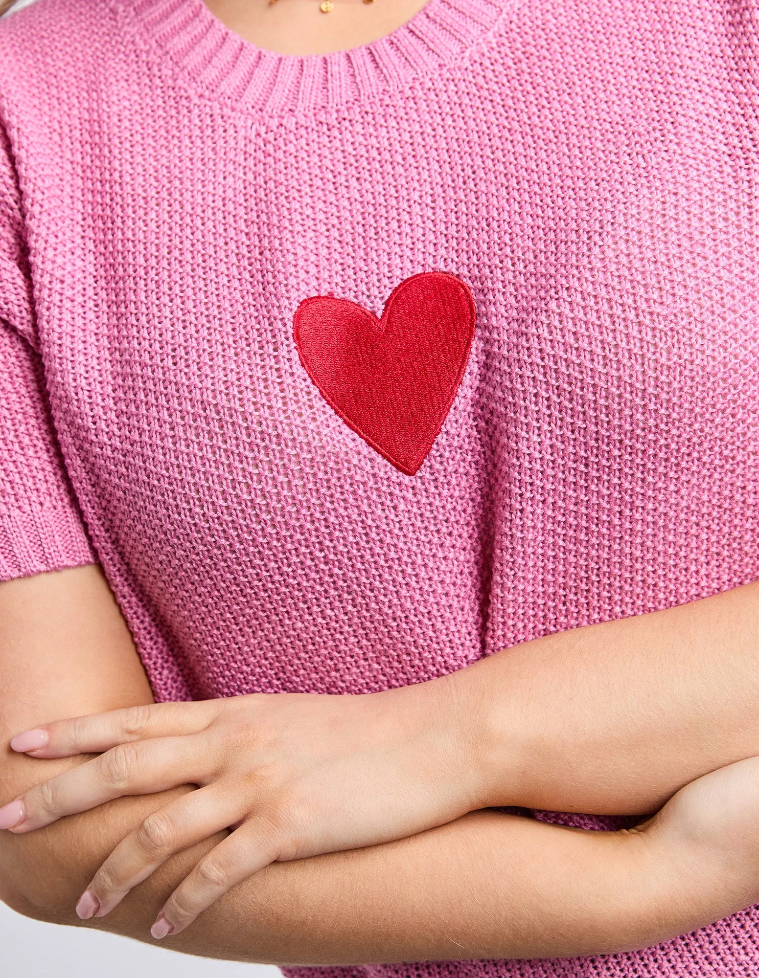 Heart Short Sleeve Knit Quartz Pink sold by Elm Lifestyle product image thumbnail 4