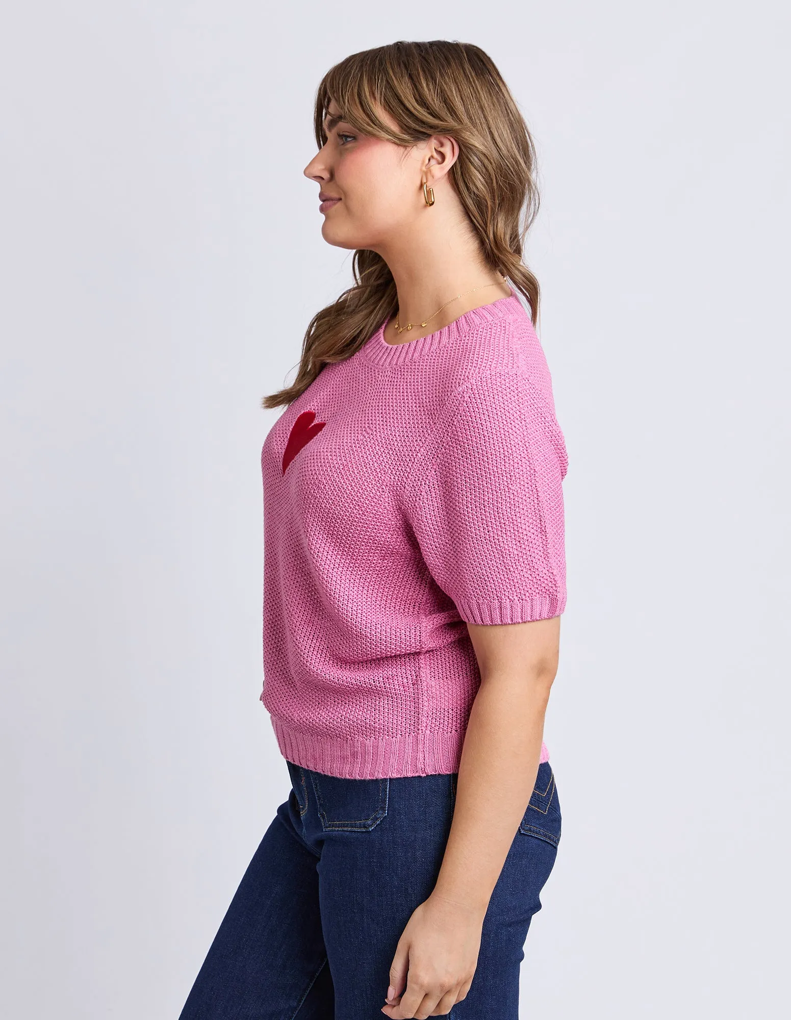 Heart Short Sleeve Knit Quartz Pink sold by Elm Lifestyle product image thumbnail 3