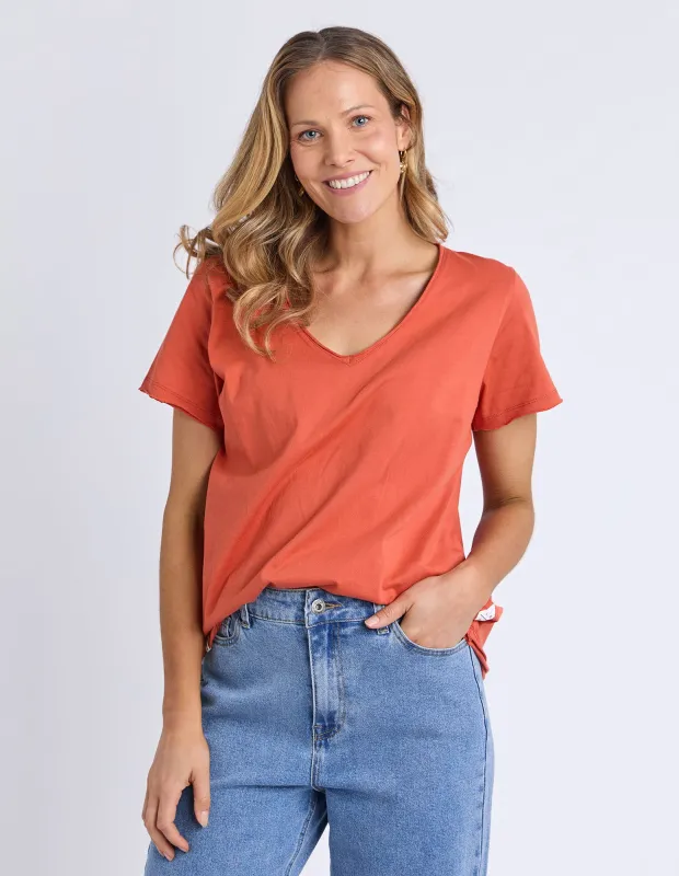 Pima Vee Tee Burnt Orange made by Elm Lifestyle